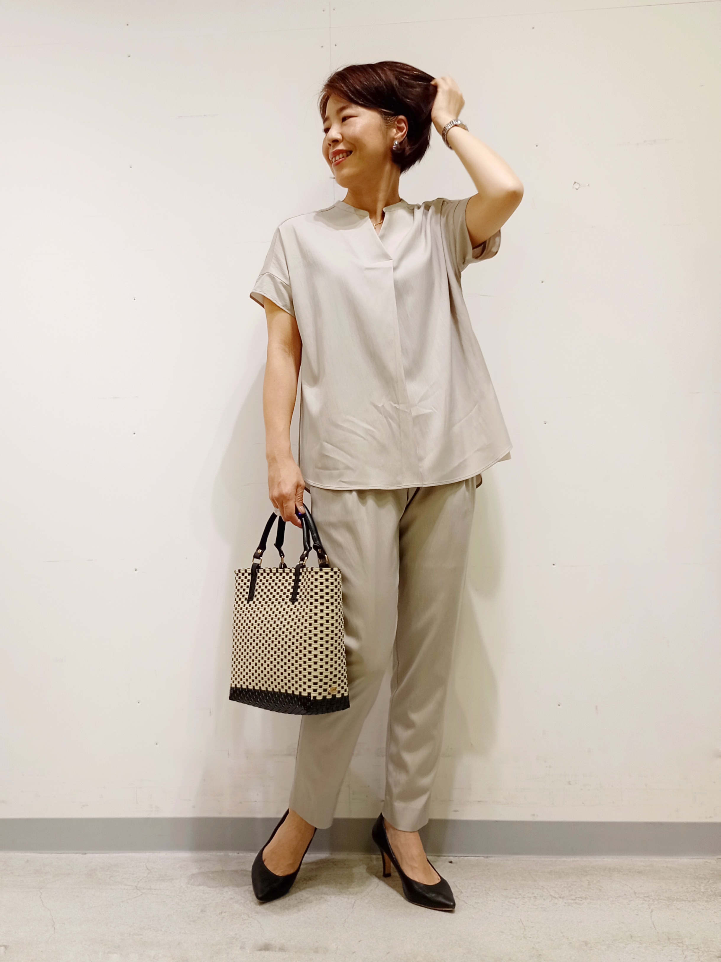 Kさんの「INDIVI｜【洗える／SETUP可能】スキッパーブラウス」を使ったコーディネート