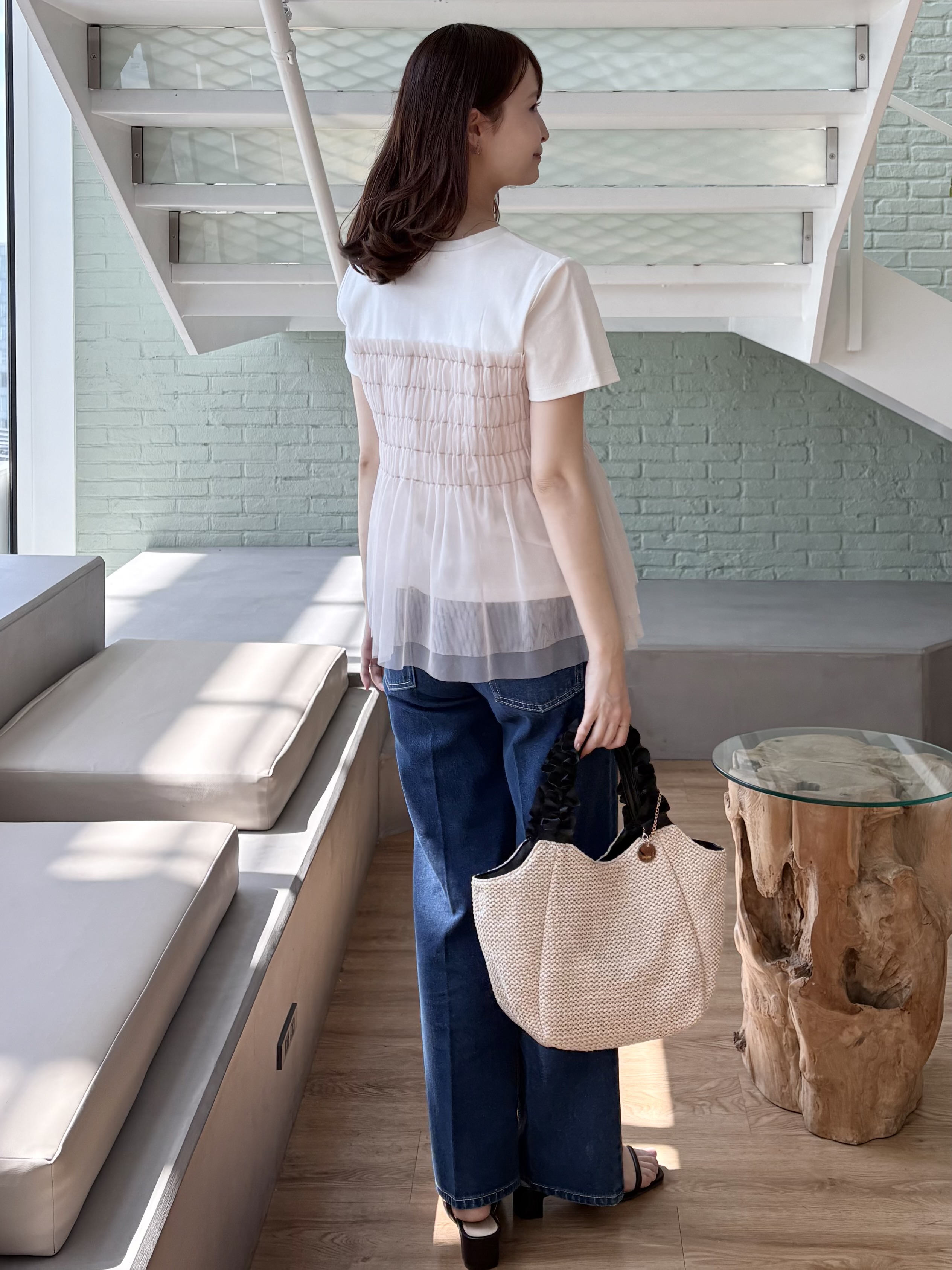 みさかさんの「index｜チュールペプラムトップス【洗濯機OK／接触冷感／UVケア】」を使ったコーディネート