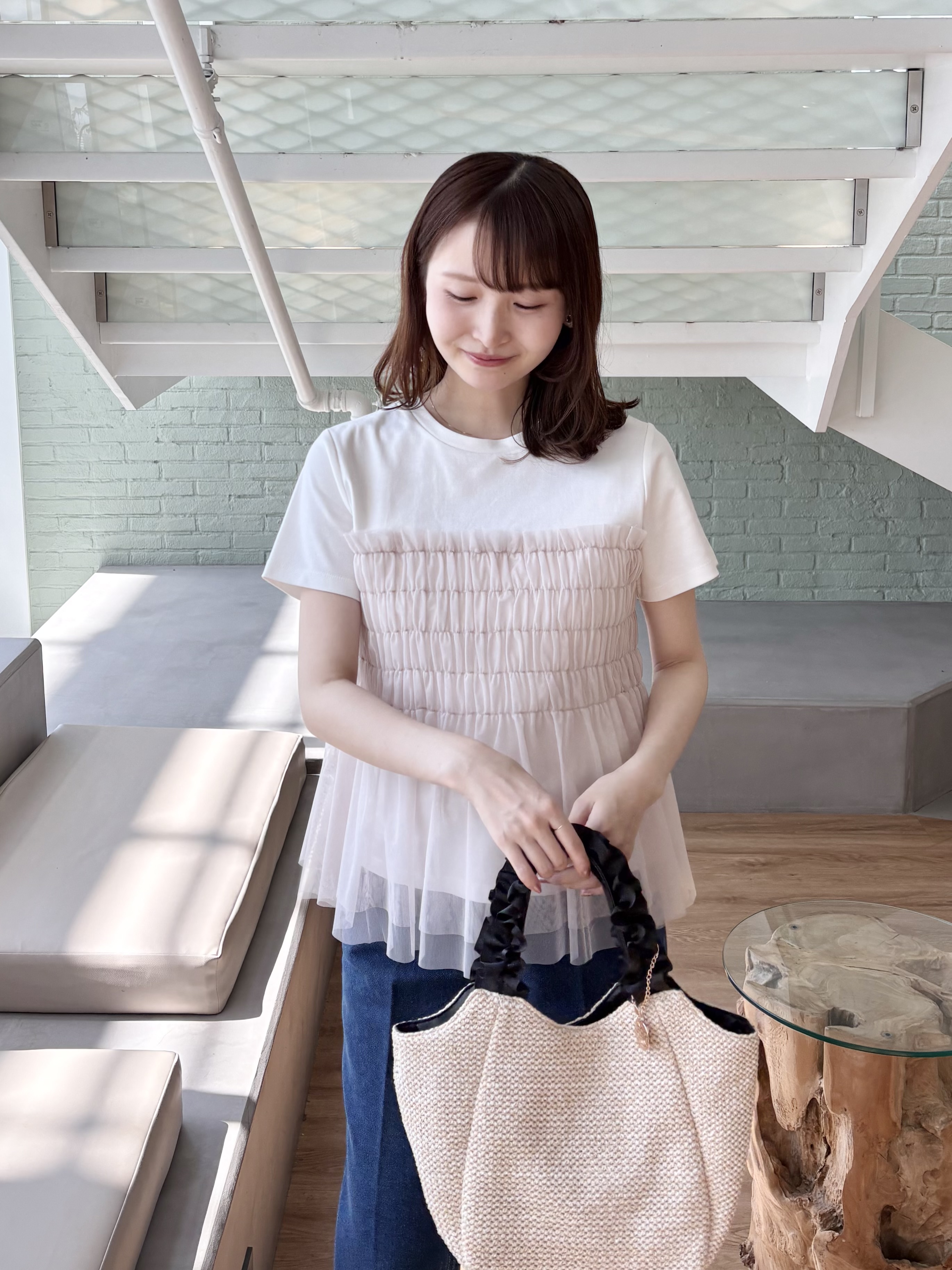 みさかさんの「index｜チュールペプラムトップス【洗濯機OK／接触冷感／UVケア】」を使ったコーディネート