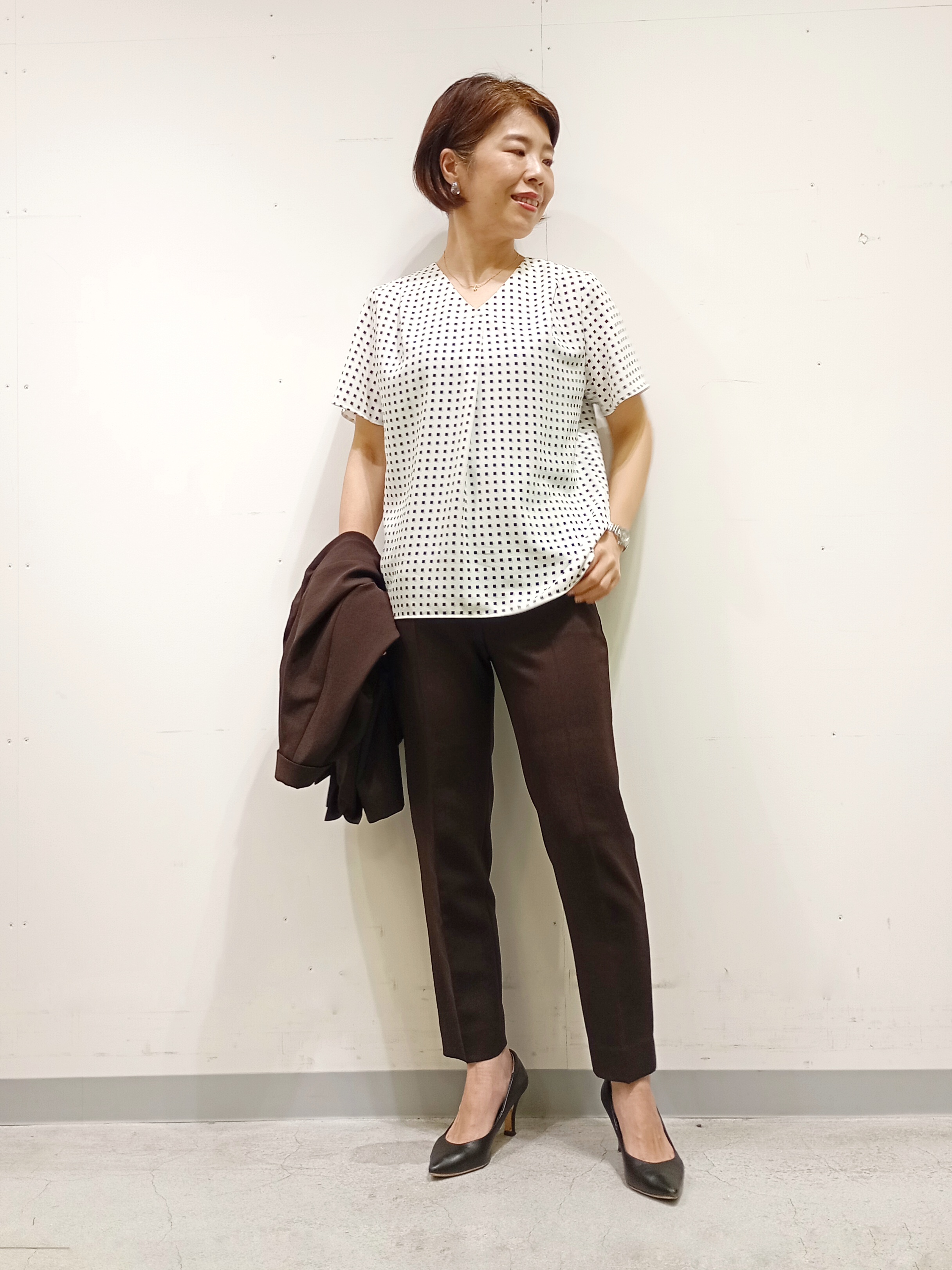 Kさんの「INDIVI｜【洗える／UVケア／麻調】シングルジャケット」を使ったコーディネート