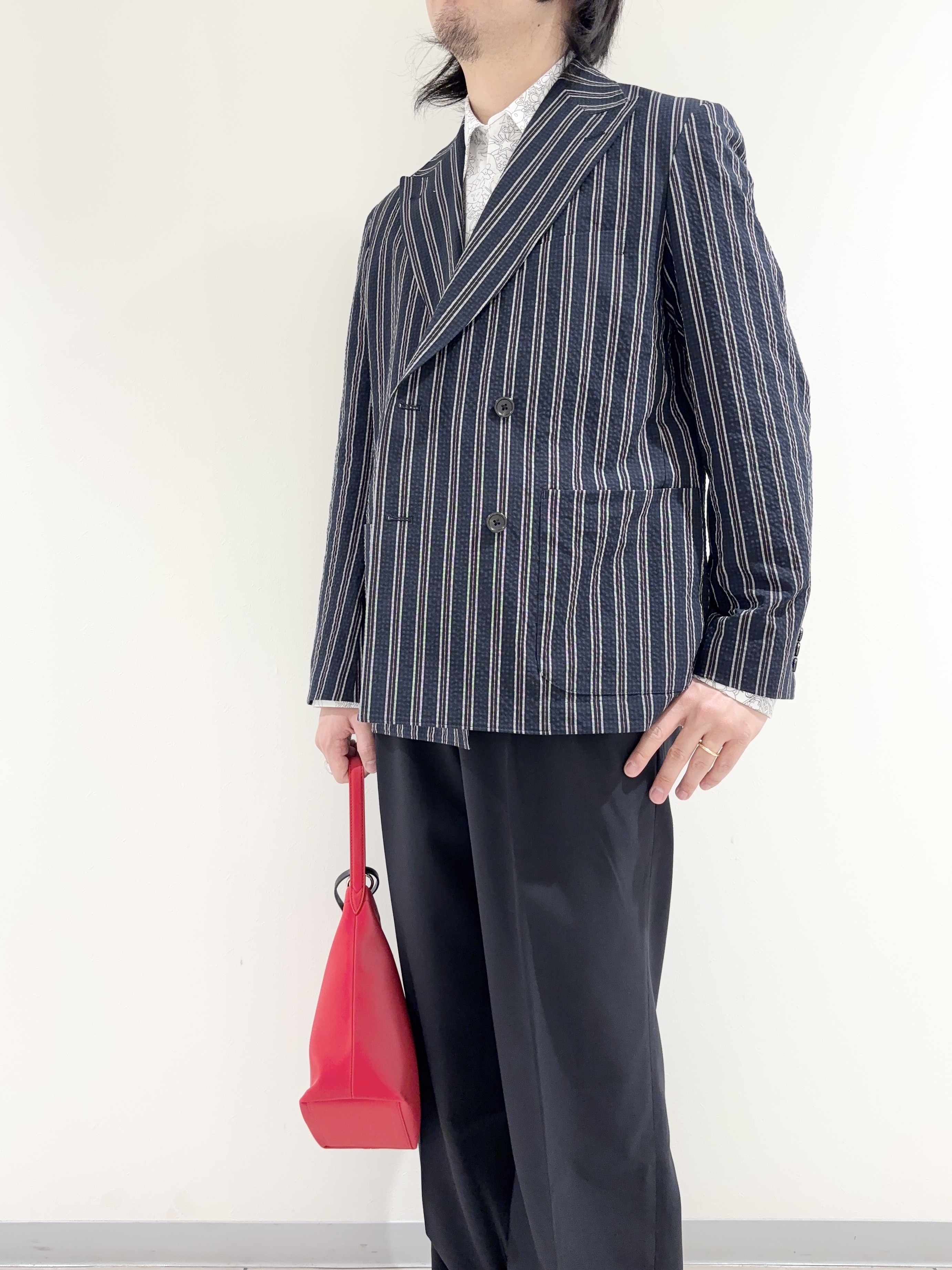 及川さんの「TAKEO KIKUCHI｜【BOWLER HAT LABEL】サッカーストライプ ダブルジャケット」を使ったコーディネート