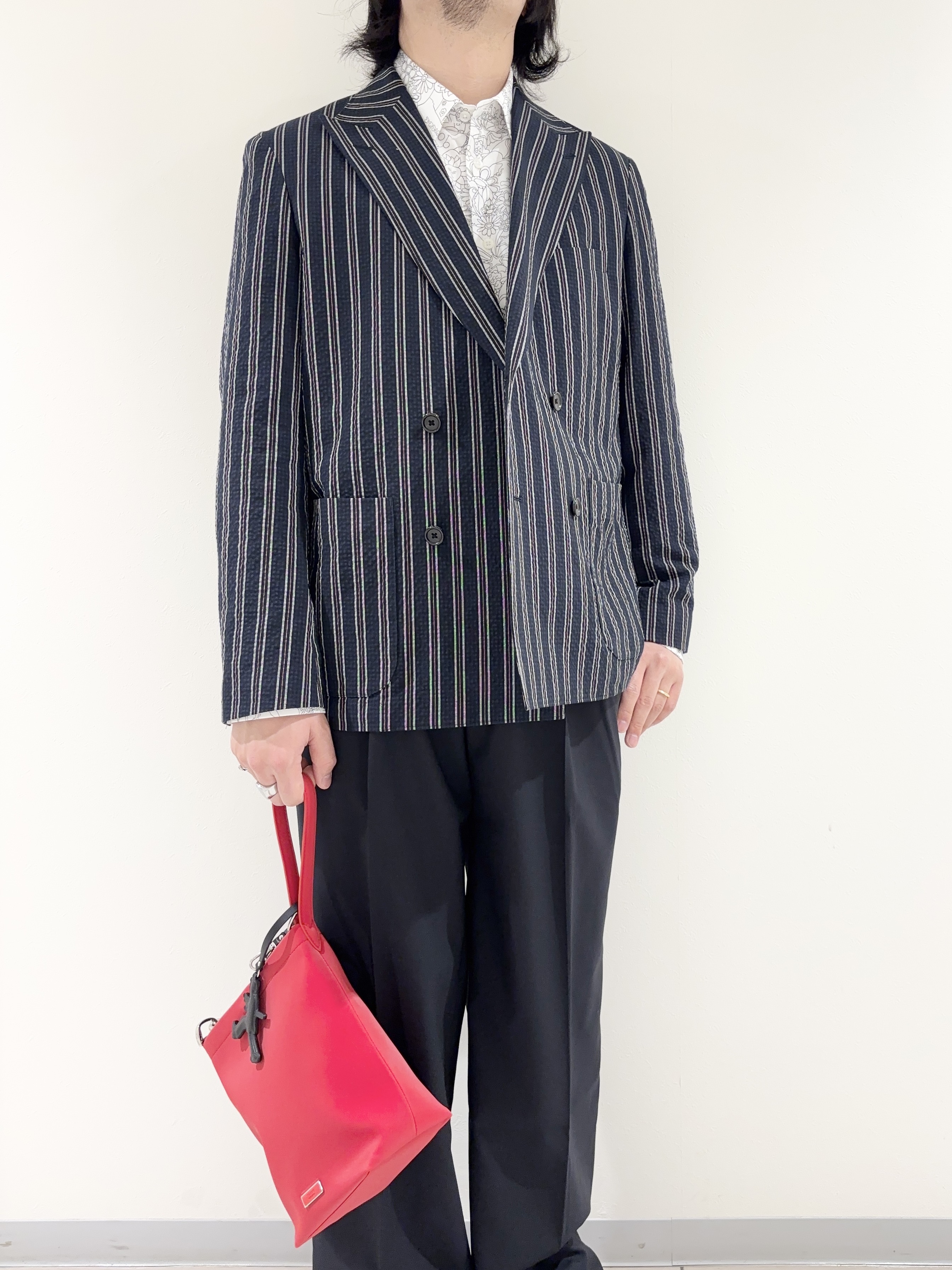 及川さんの「TAKEO KIKUCHI｜【BOWLER HAT LABEL】サッカーストライプ ダブルジャケット」を使ったコーディネート