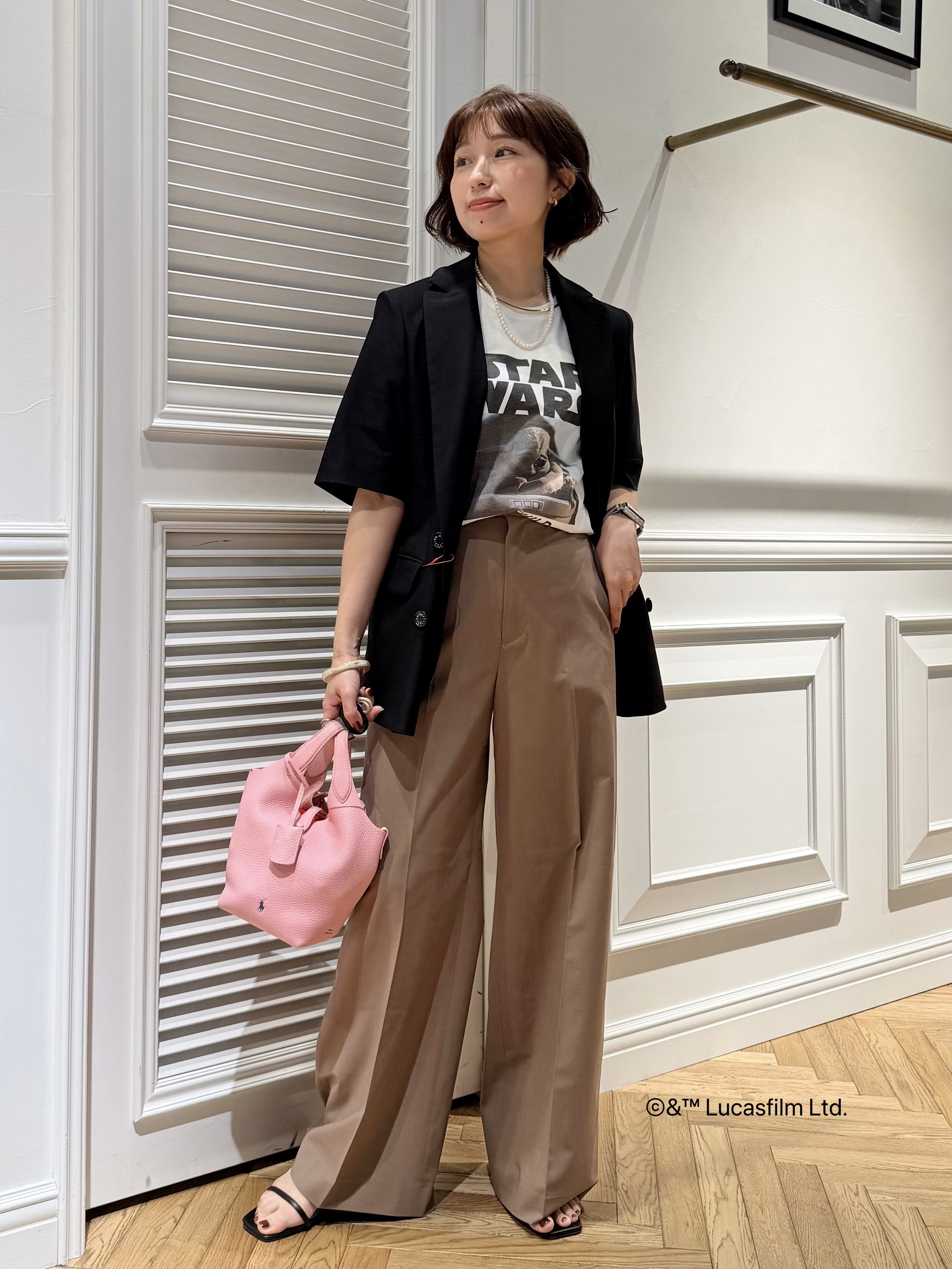 つじ まこさんの「DRESSTERIOR｜【接触冷感/UVカット/ウォッシャブル】エアトールハーフスリーブダブルジャケット」を使ったコーディネート