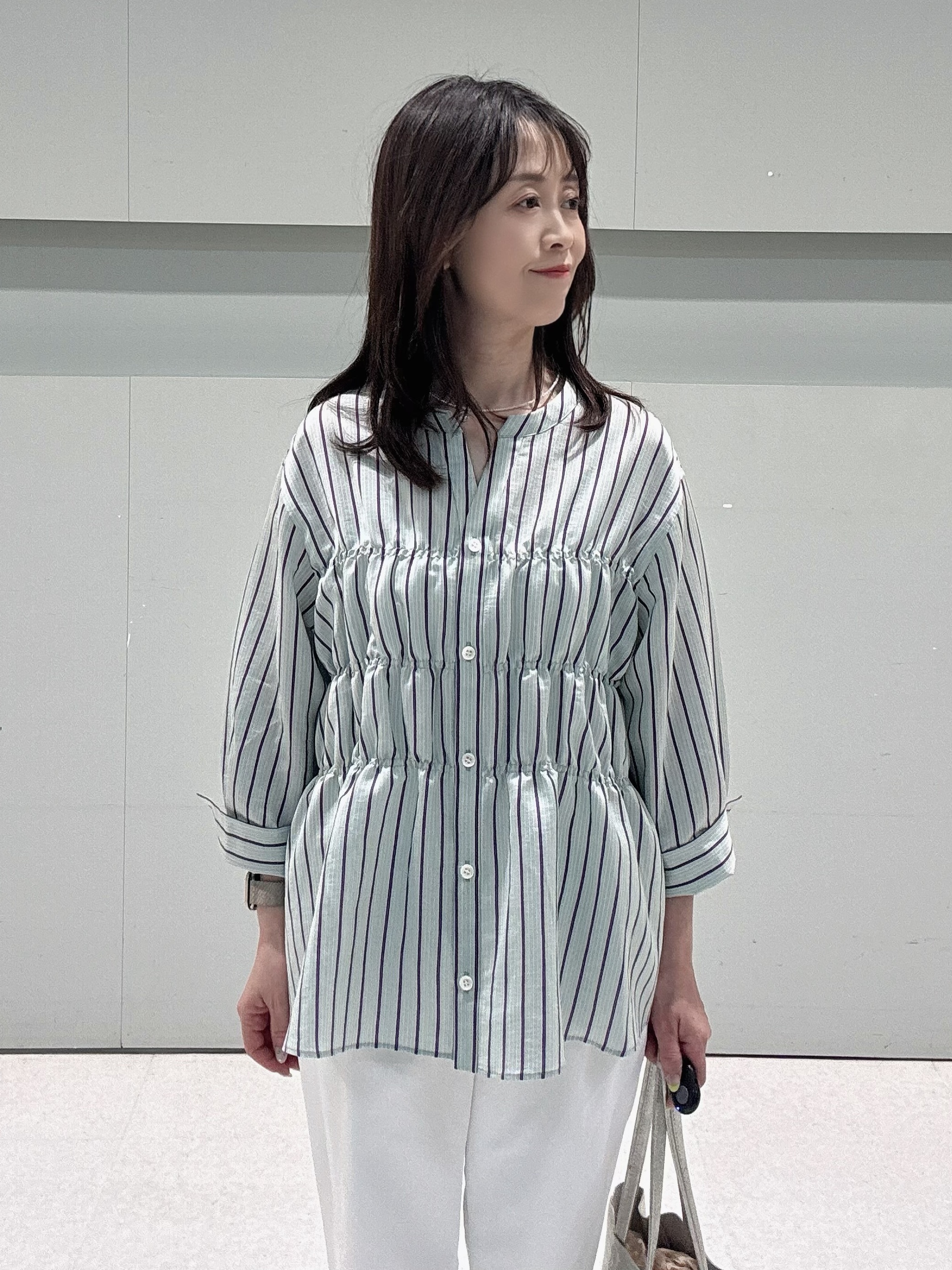 makiさんの「UNTITLED｜ストライプシャーリングブラウス」を使ったコーディネート