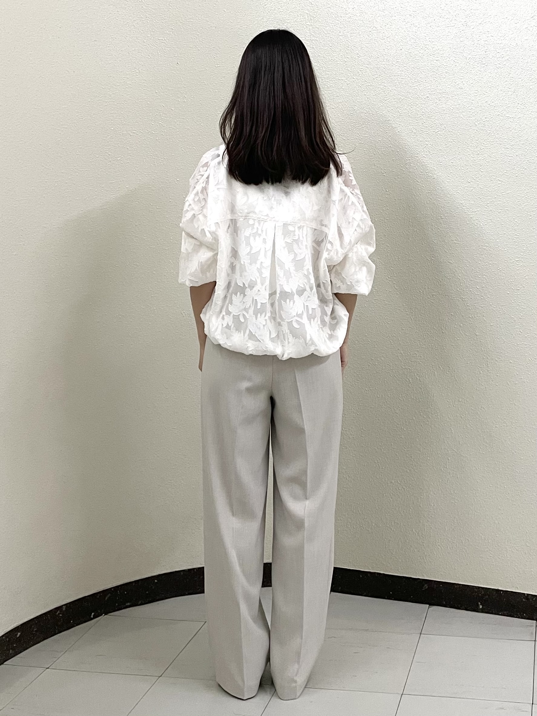 Ayaさんの「Reflect｜【選べる2柄／セットアップ可】シャツ衿シアーブラウス」を使ったコーディネート