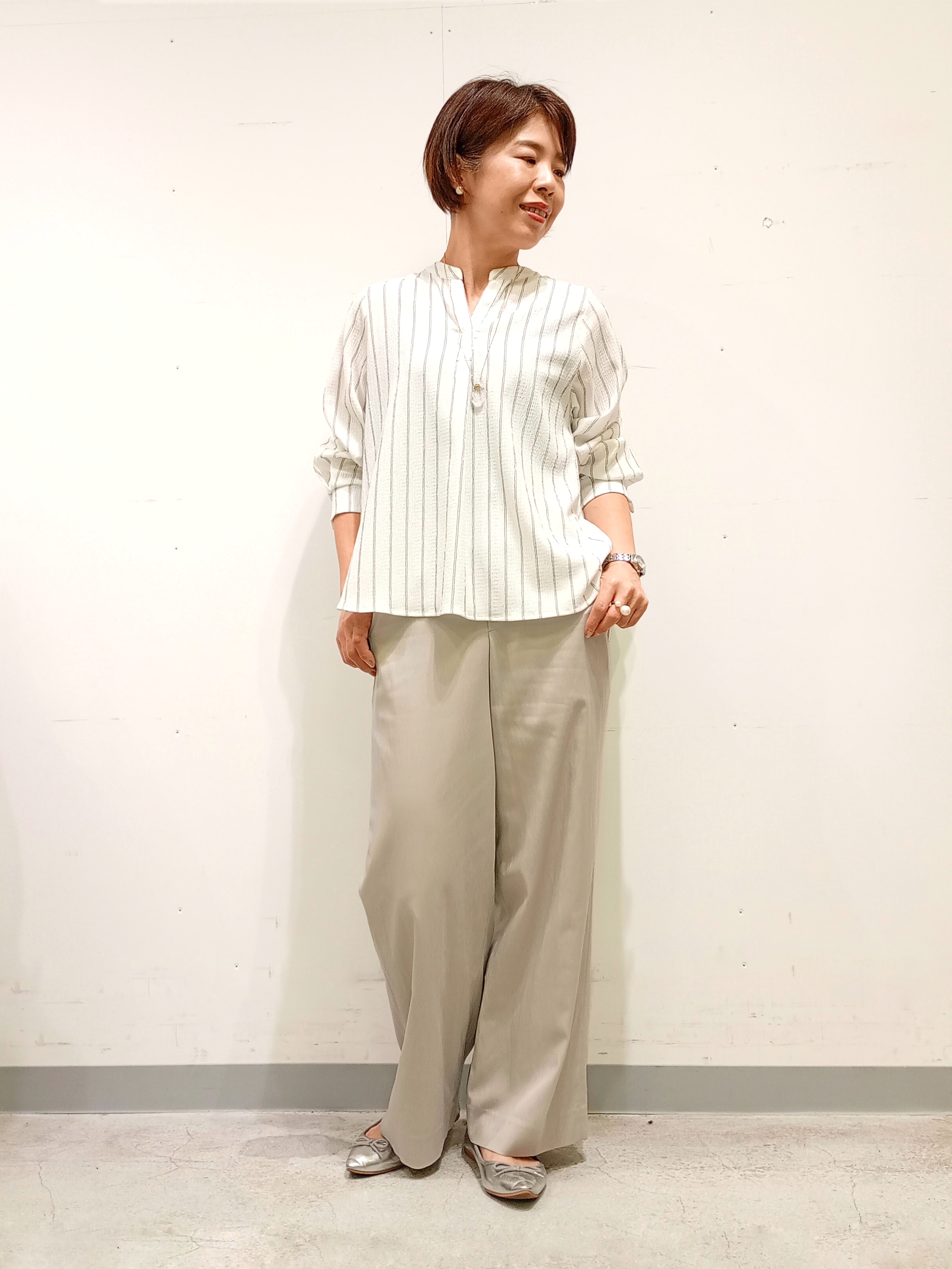 Kさんの「INDIVI｜【洗える／SETUP可能】スキッパーブラウス」を使ったコーディネート