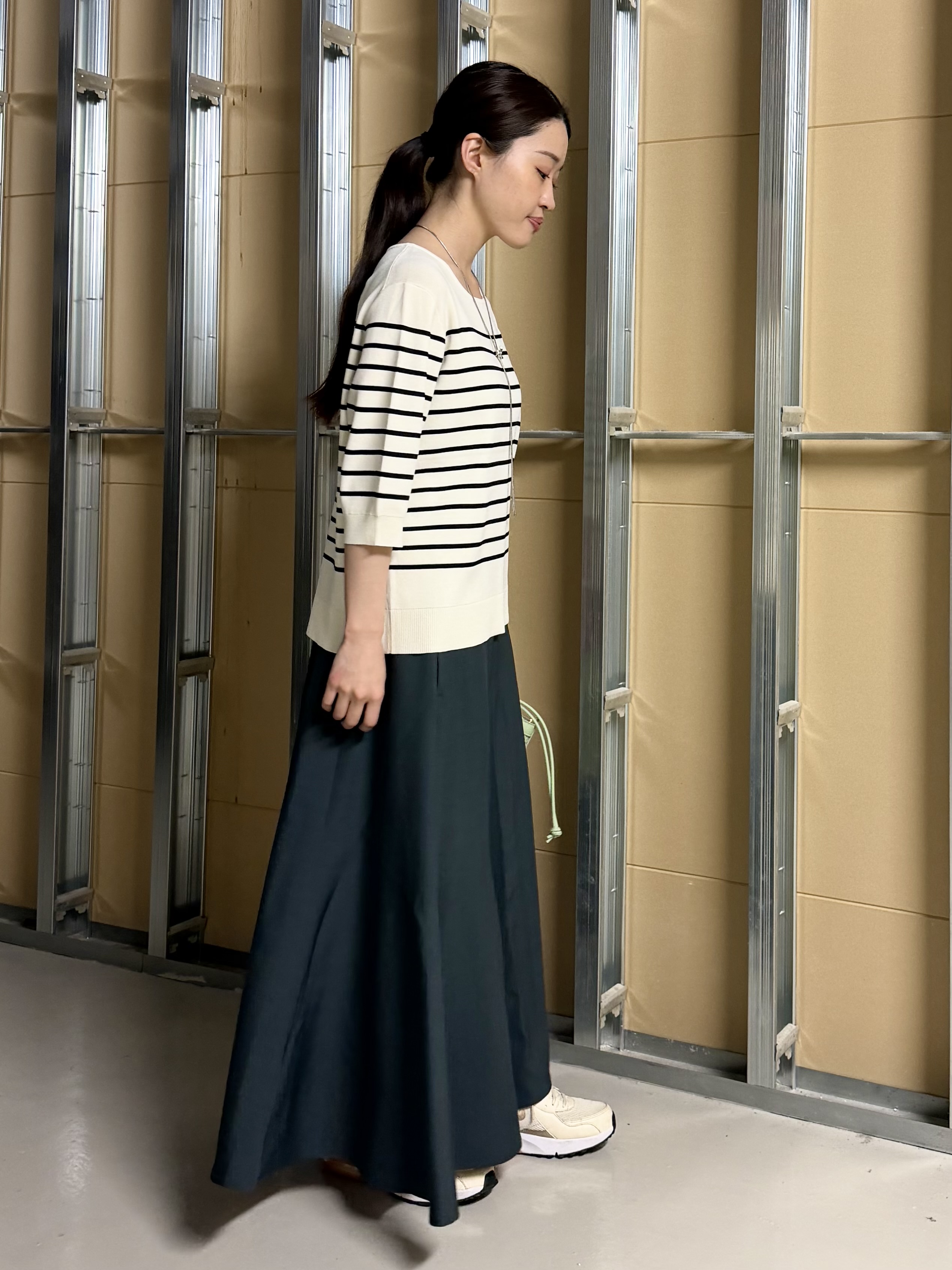 sahoさんの「THE SHOP TK｜【S-XL/ひんやりタッチ】美しさ際立つ 6分袖ニット 洗濯機OK/UVケア/毛玉になりにくい」を使ったコーディネート