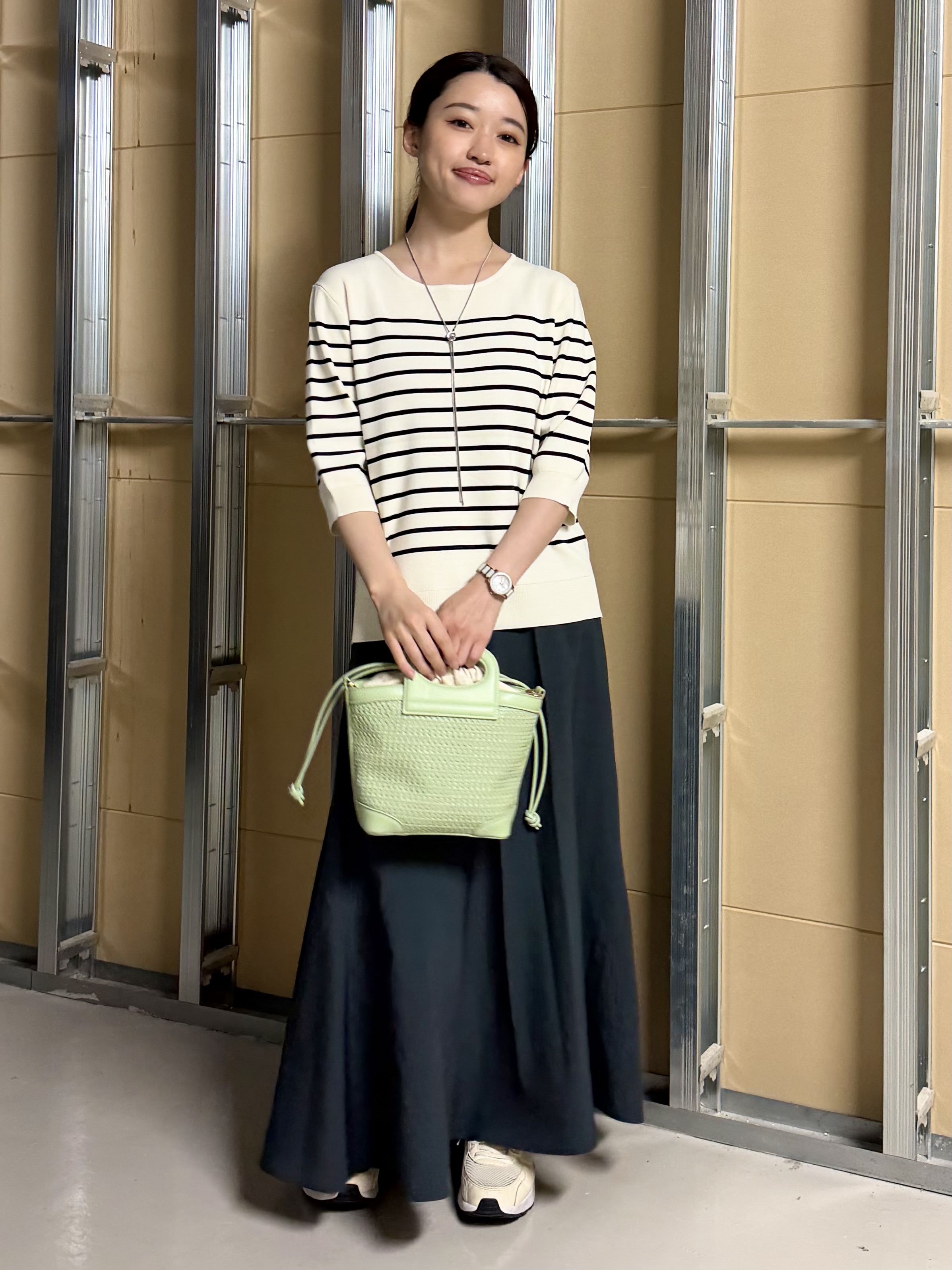 sahoさんの「THE SHOP TK｜【S-XL/ひんやりタッチ】美しさ際立つ 6分袖ニット 洗濯機OK/UVケア/毛玉になりにくい」を使ったコーディネート