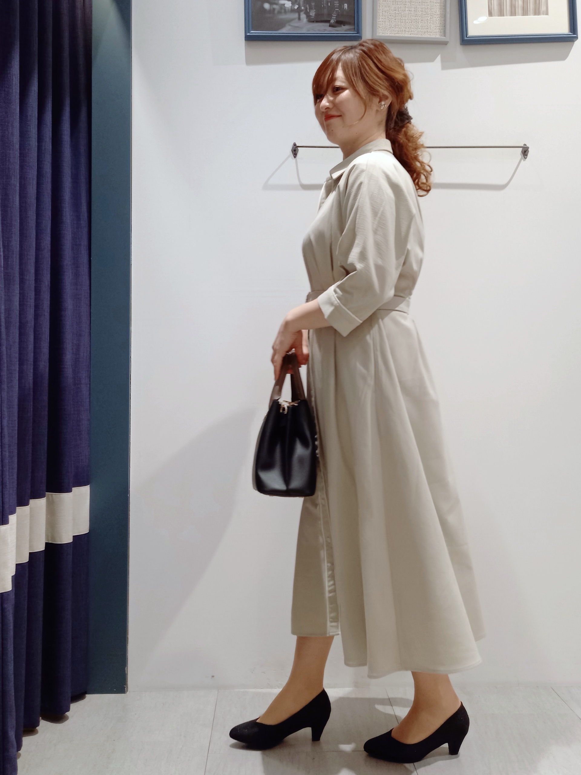 miiさんの「grove｜【貴島明日香さん着用・美シルエット】ウエストタック配色ワンピース」を使ったコーディネート