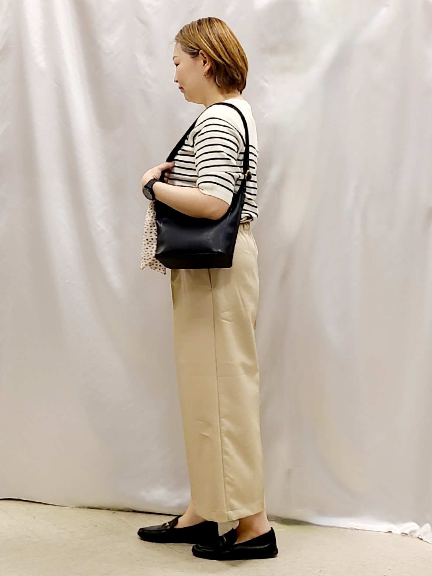 Chiiさんの「SHOO･LA･RUE｜【毎日洗える/S-LL/ひんやり/UV】上半身すっきり 二の腕見せない5分袖ニット」を使ったコーディネート
