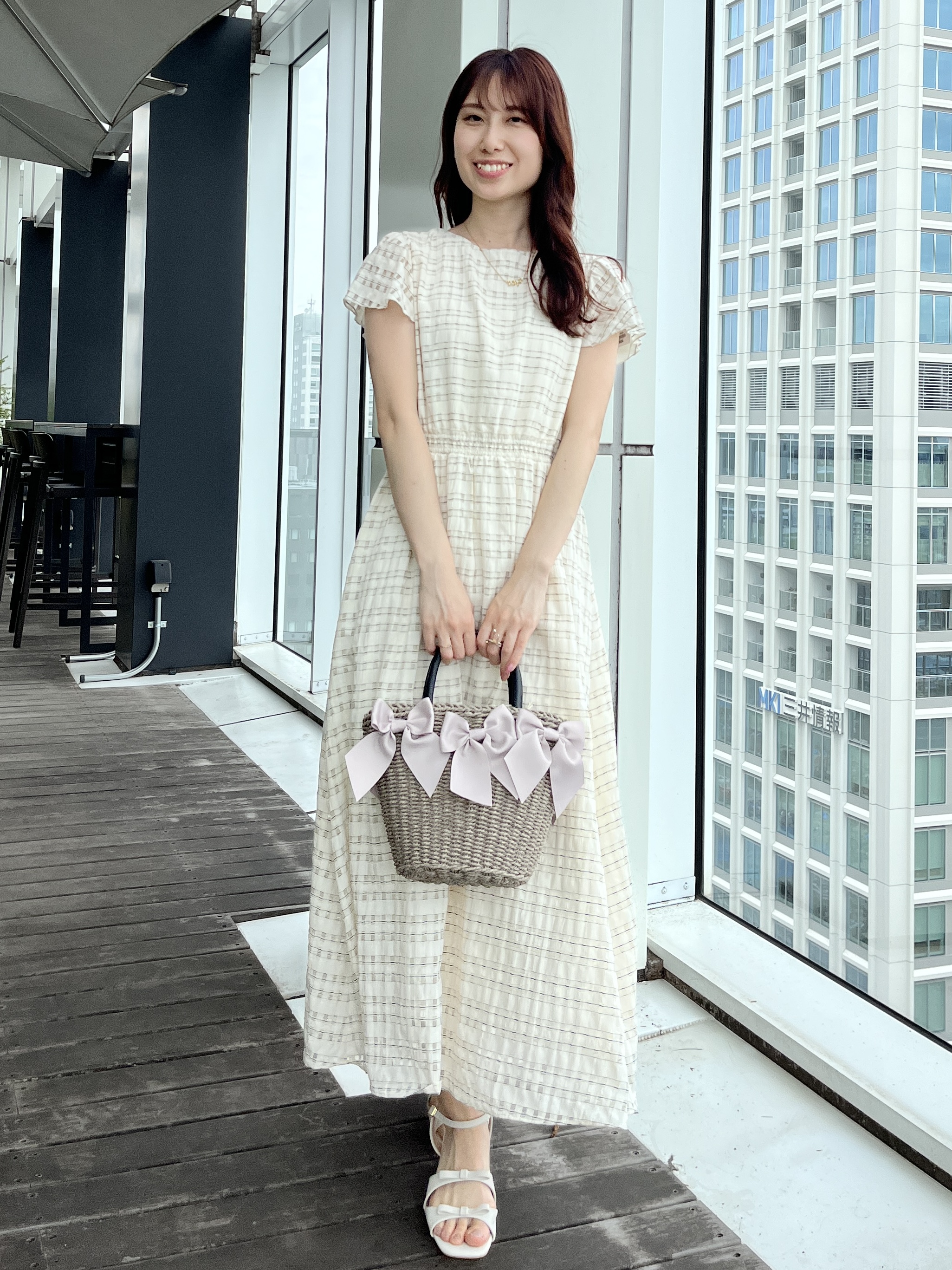 はばさんの「Couture brooch｜【洗える】シアーチェック ワンピース」を使ったコーディネート