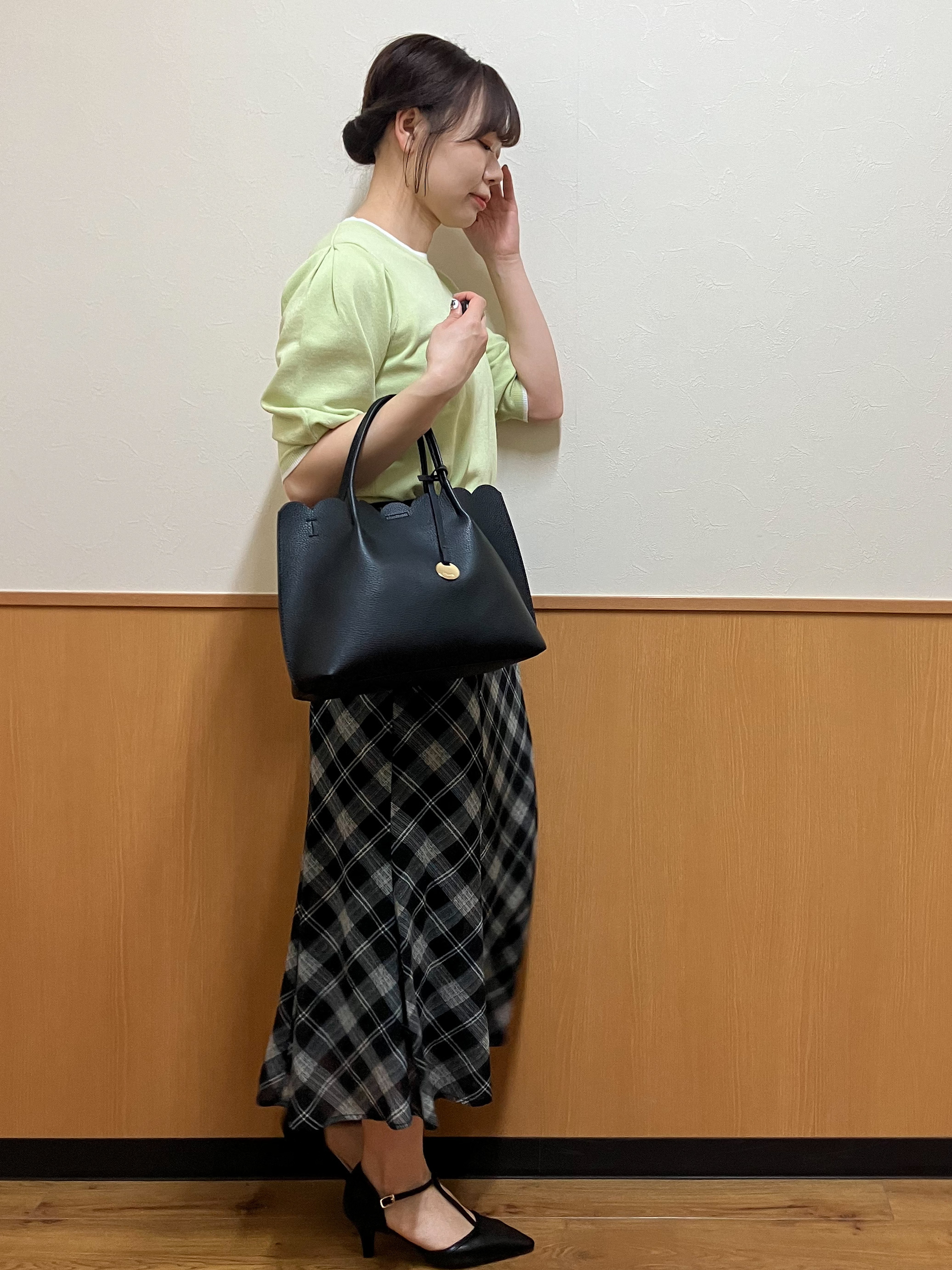 MAYUKIさんの「index｜【UVケア】6分袖タックスリーブニット《洗濯機OK／XS～LL／9col》」を使ったコーディネート