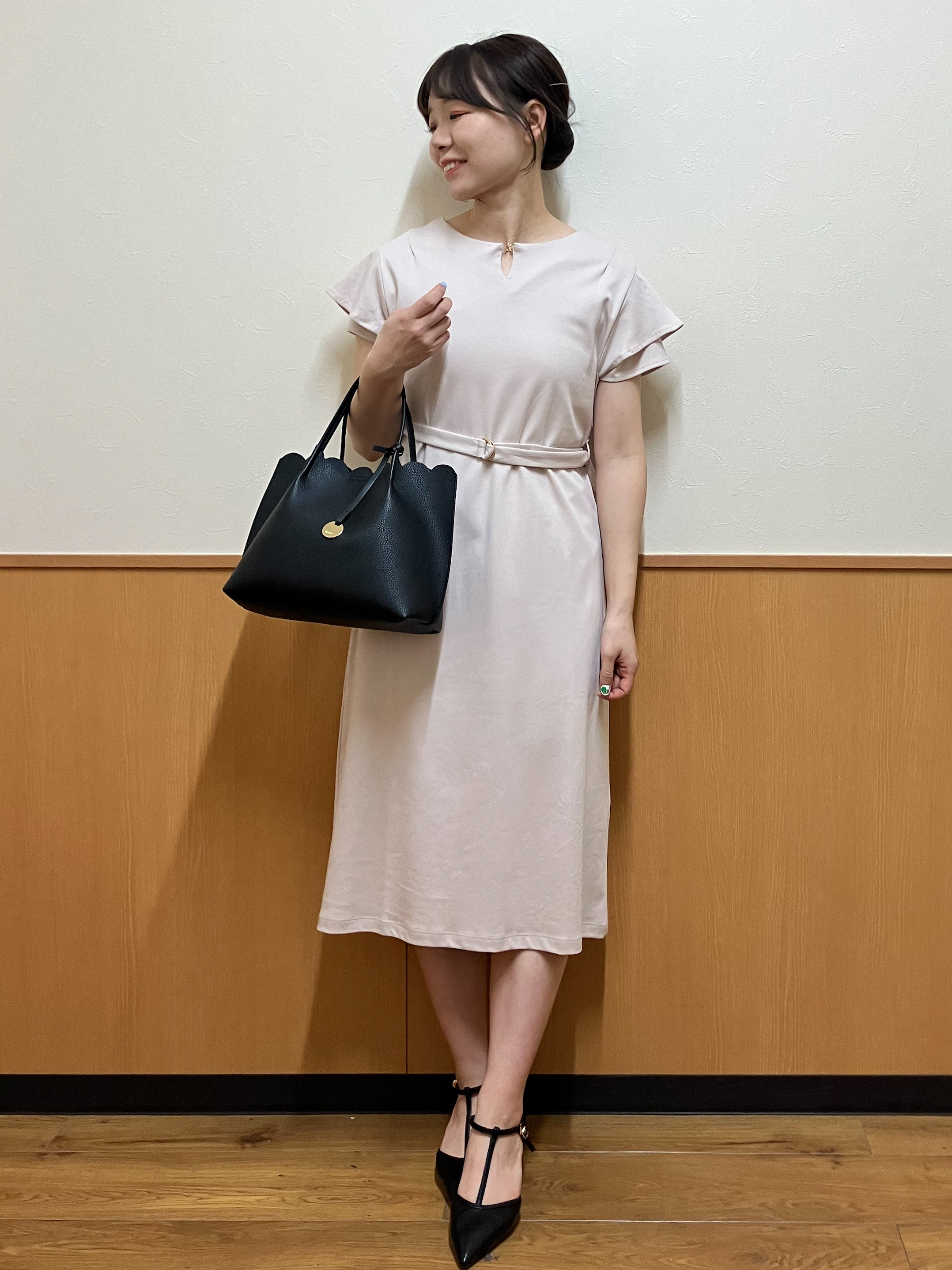 MAYUKIさんの「index｜【接触冷感／UVケア】Iラインフレアスリーブワンピース《洗濯機OK／XS～3L／6col》」を使ったコーディネート