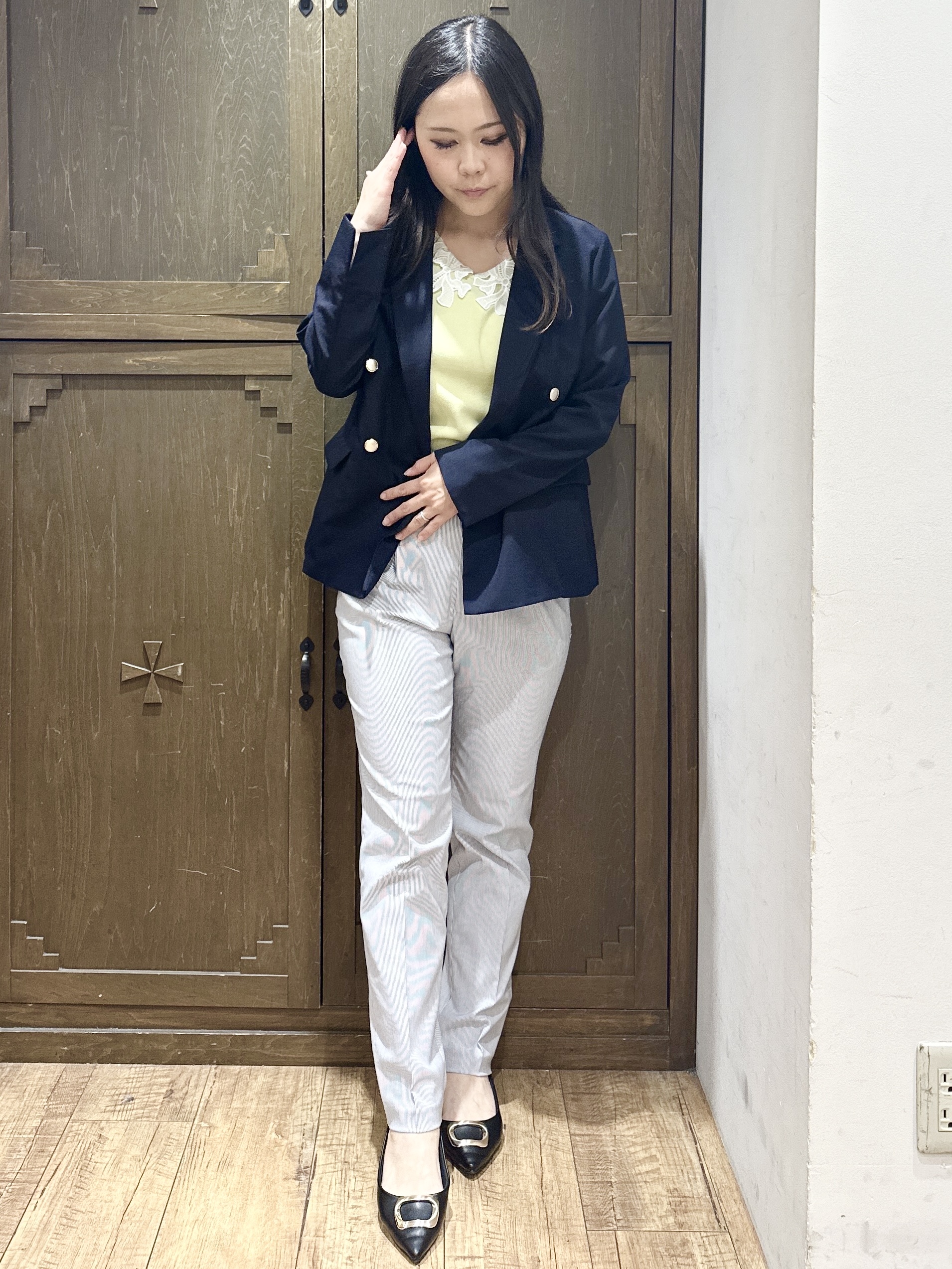 kanaさんの「index｜《再入荷》ダブルブレストテーラードジャケット【接触冷感／吸水速乾／イージーアイロン／防シワ／洗濯機O」を使ったコーディネート