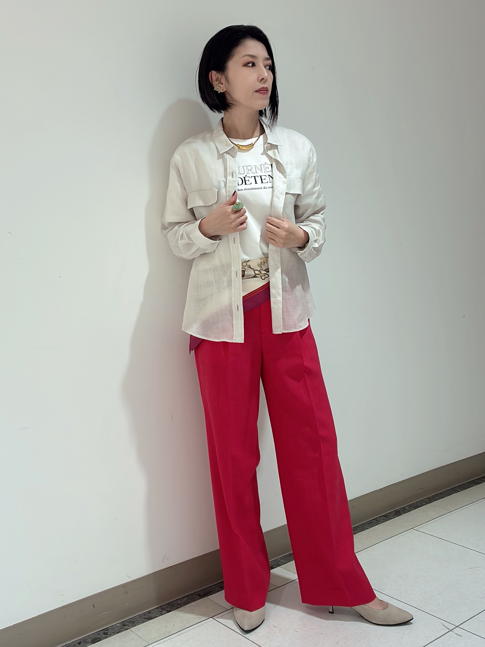 環さんの「UNTITLED｜【古畑星夏さん着用/接触冷感】ドライタッチシャツ」を使ったコーディネート