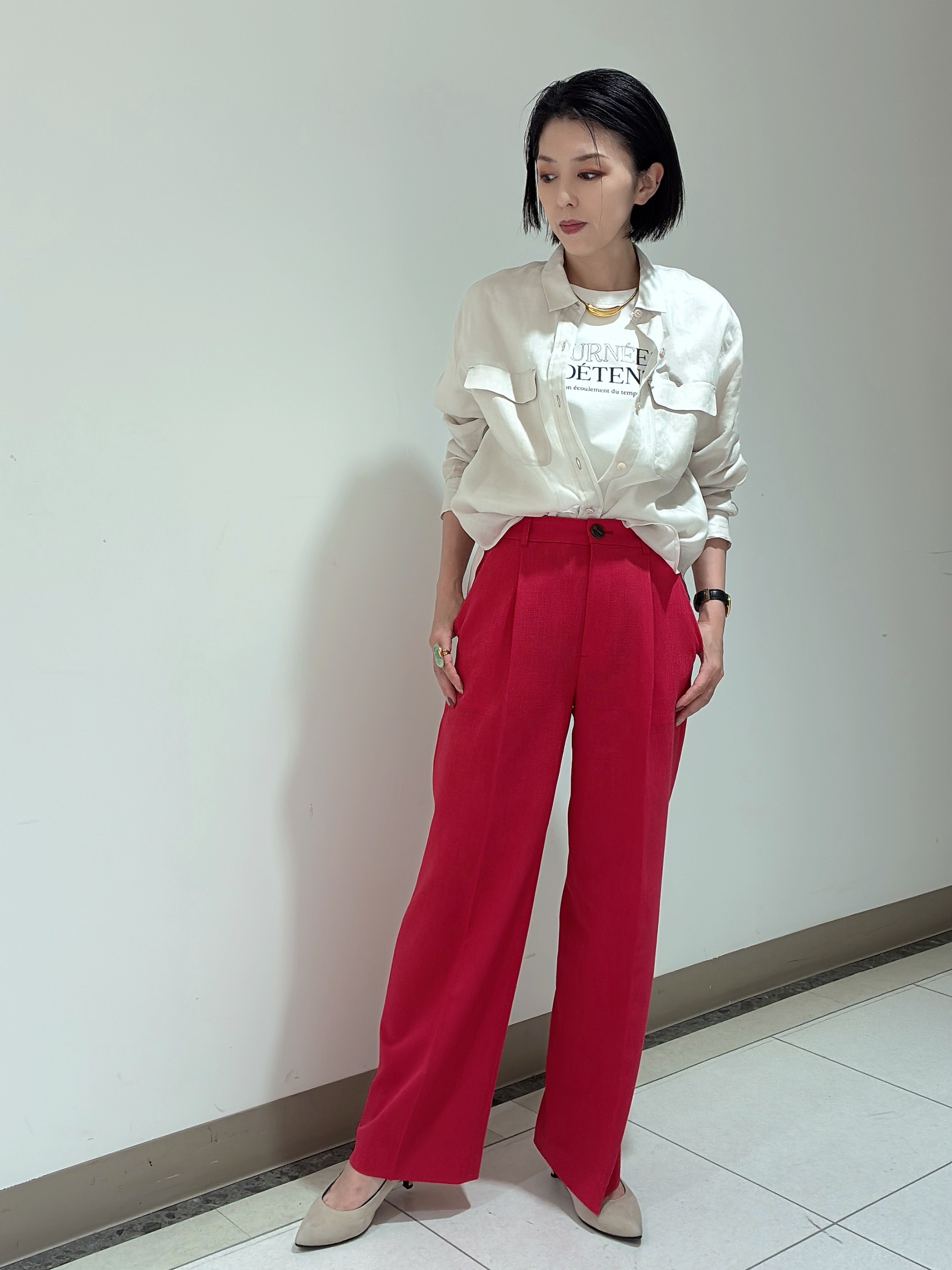 環さんの「UNTITLED｜【古畑星夏さん着用/接触冷感】ドライタッチシャツ」を使ったコーディネート