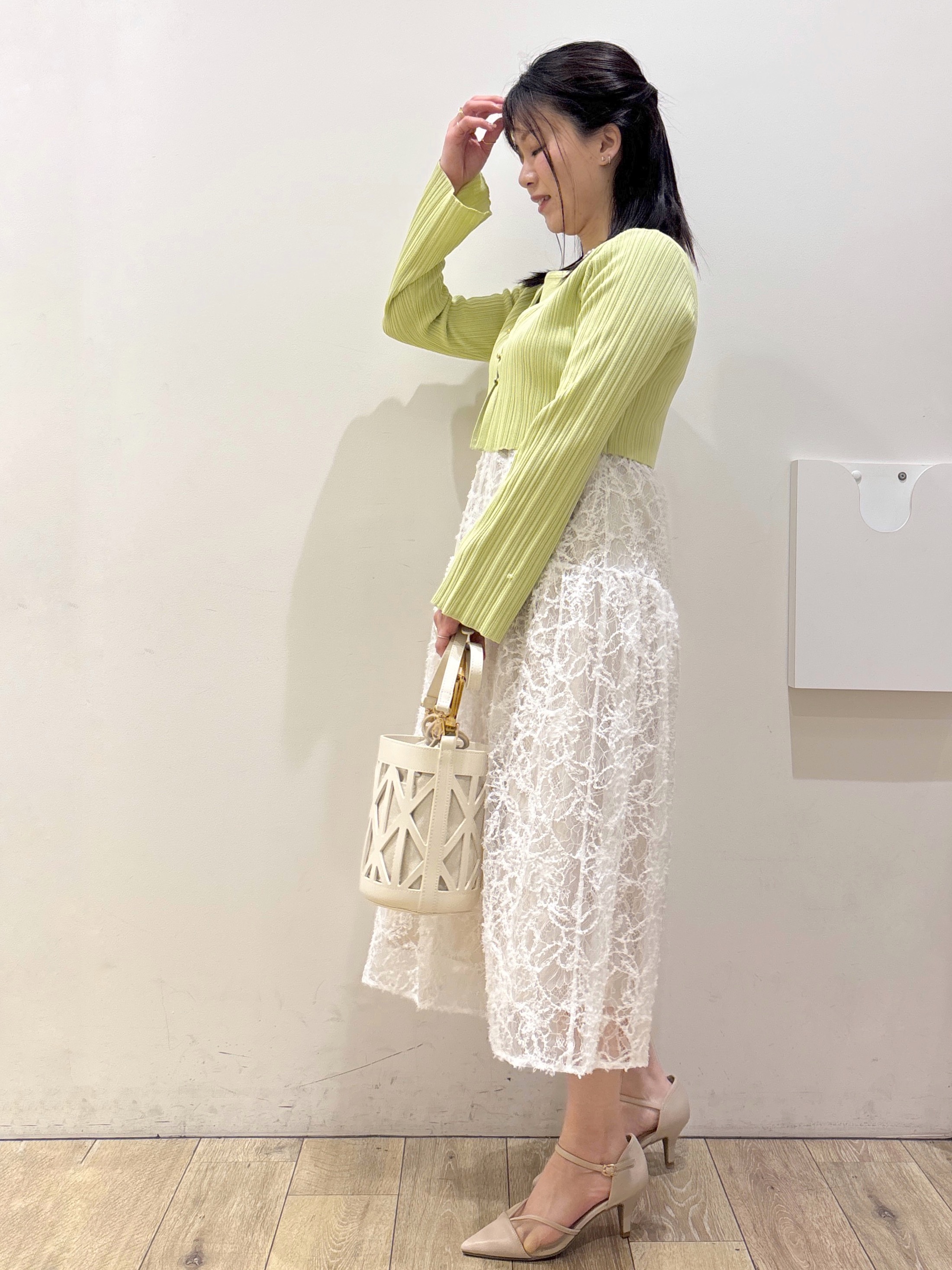 mameさんの「OPAQUE.CLIP｜《ツインセット》カーディガン&times;ニットドッキングワンピース【洗濯機OK】」を使ったコーディネート
