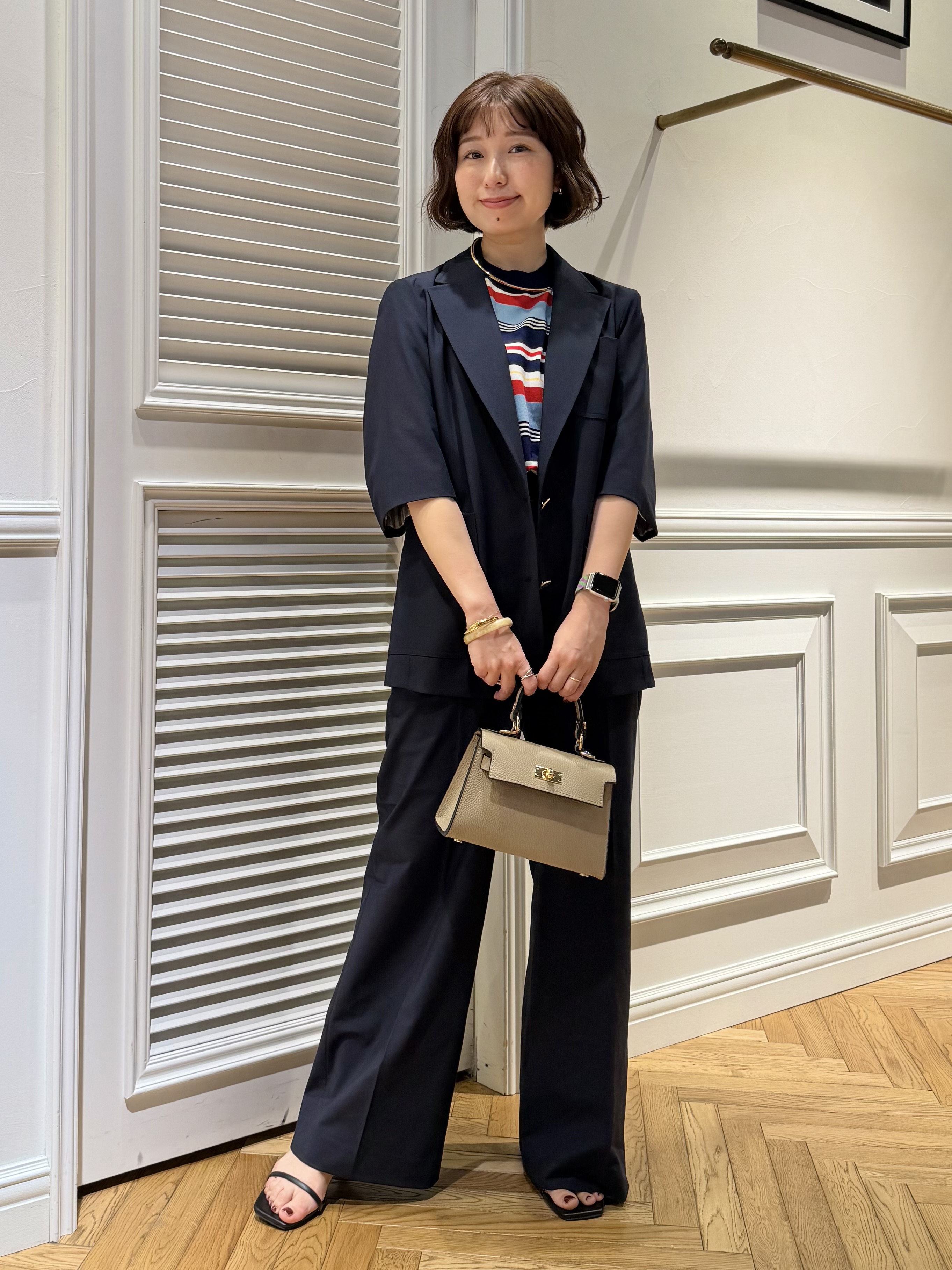 つじ まこさんの「DRESSTERIOR｜【接触冷感/セットアップ可】 2WAYストレッチスリークオータージャケット」を使ったコーディネート
