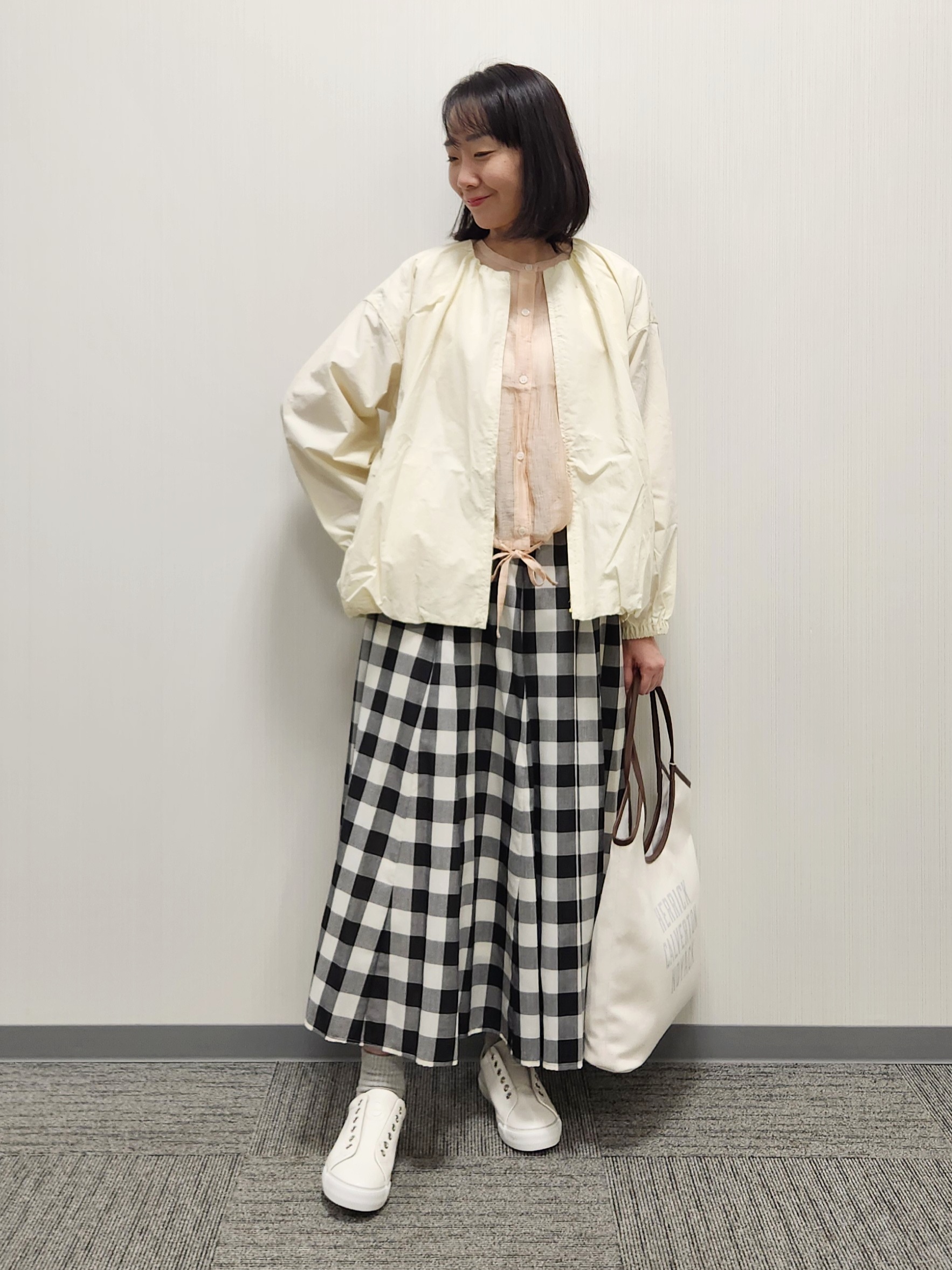 naraさんの「Dessin｜【洗える】コットンナイロンバルーンヘムブルゾン」を使ったコーディネート