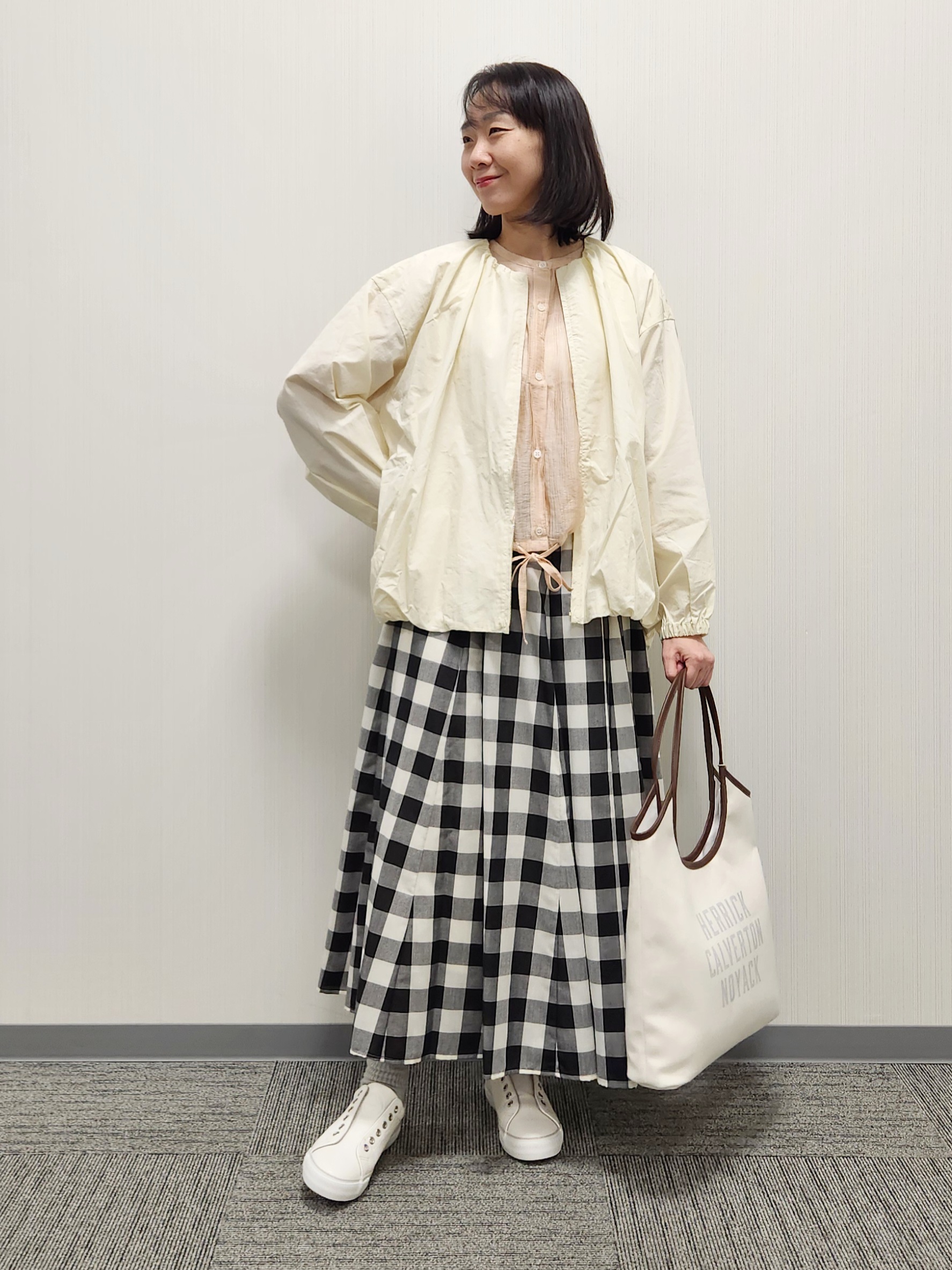 naraさんの「Dessin｜【洗える】コットンナイロンバルーンヘムブルゾン」を使ったコーディネート
