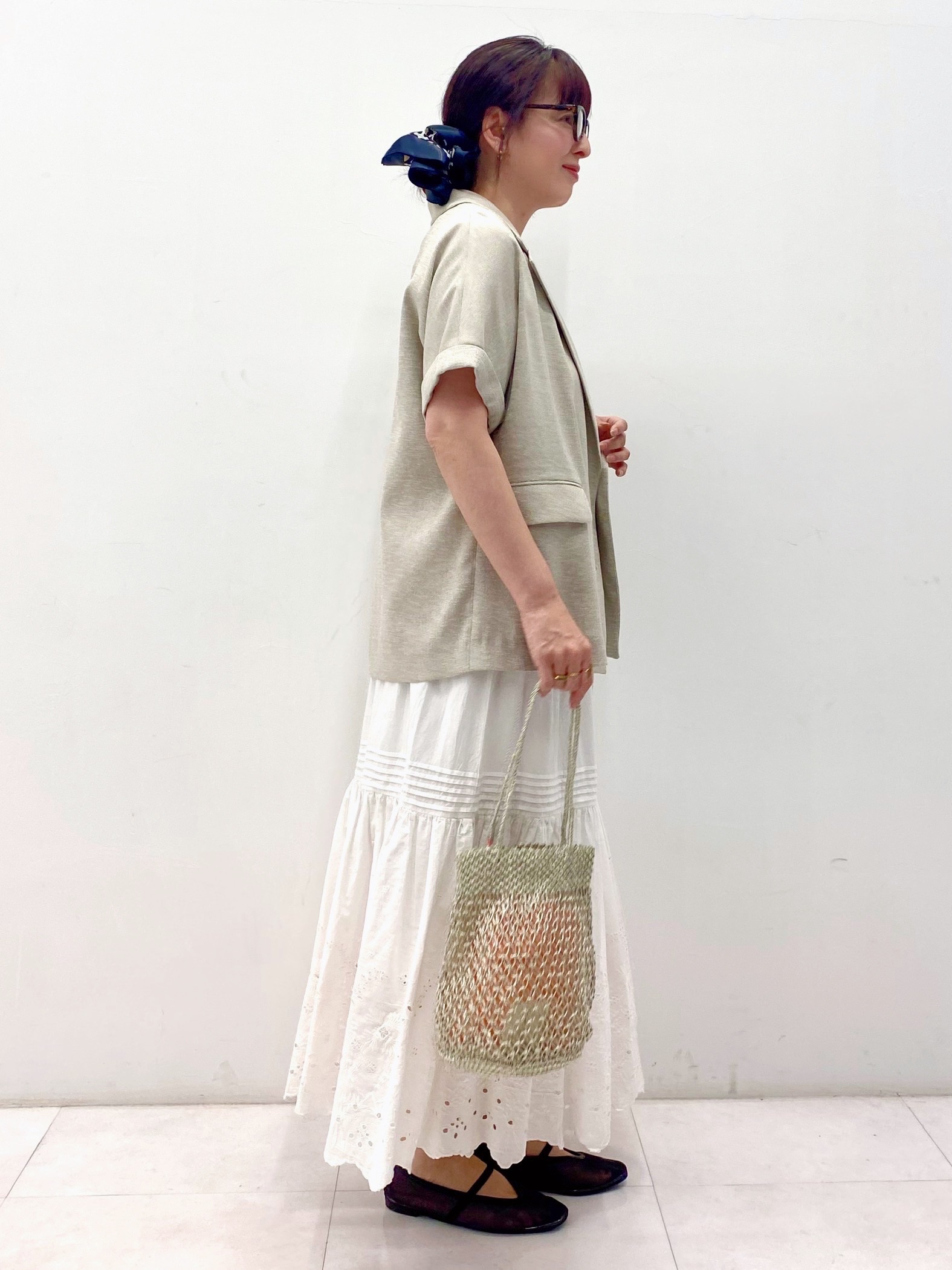 Sawaguchiさんの「DRESSTERIOR｜【セットアップ可/UVカット/接触冷感/吸水速乾】ウォッシャブル リネンライクドルマンジャケット」を使ったコーディネート