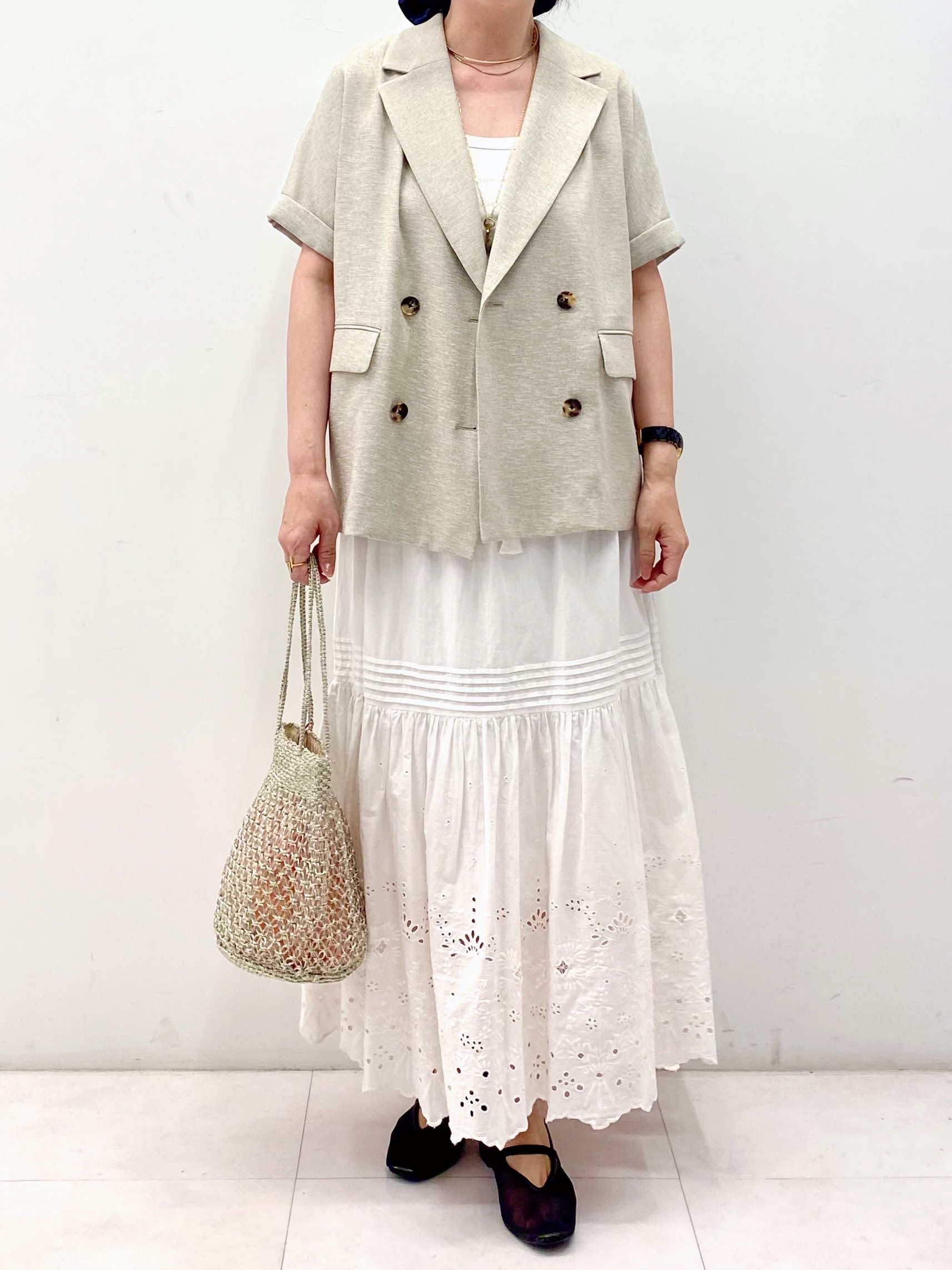Sawaguchiさんの「DRESSTERIOR｜【セットアップ可/UVカット/接触冷感/吸水速乾】ウォッシャブル リネンライクドルマンジャケット」を使ったコーディネート