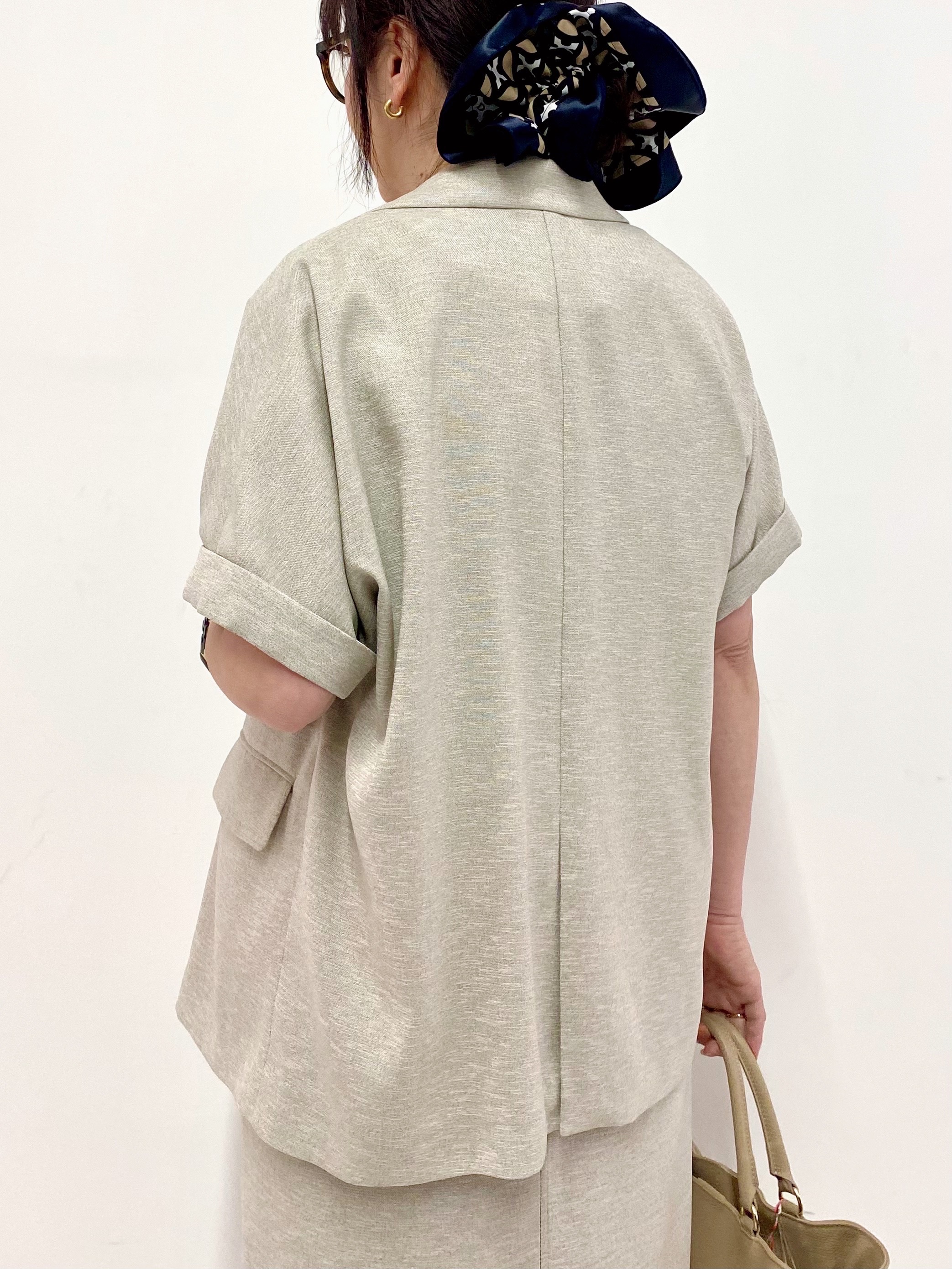 Sawaguchiさんの「DRESSTERIOR｜【セットアップ可/UVカット/接触冷感/吸水速乾】ウォッシャブル リネンライクドルマンジャケット」を使ったコーディネート