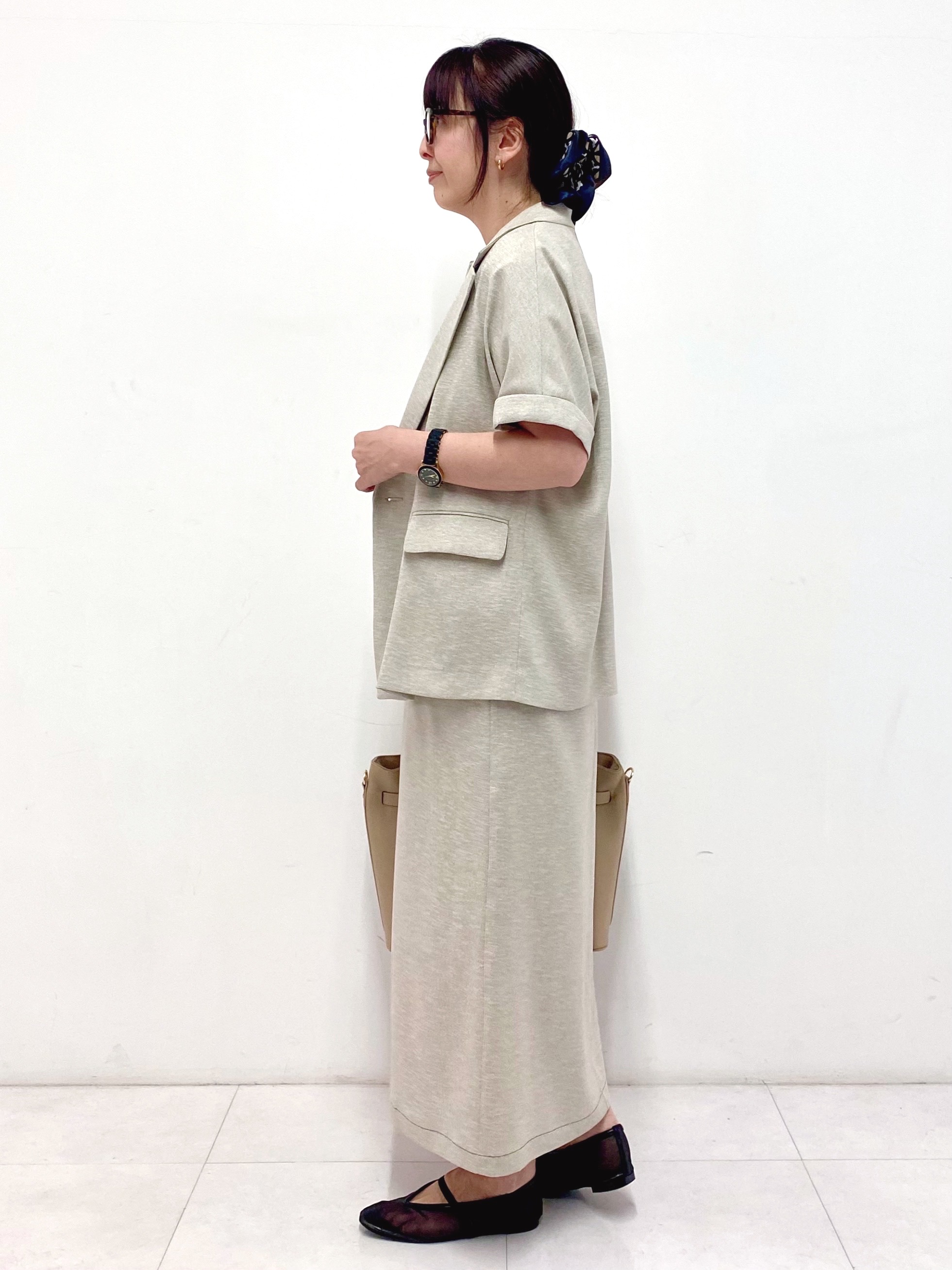 Sawaguchiさんの「DRESSTERIOR｜【セットアップ可/UVカット/接触冷感/吸水速乾】ウォッシャブル リネンライクドルマンジャケット」を使ったコーディネート