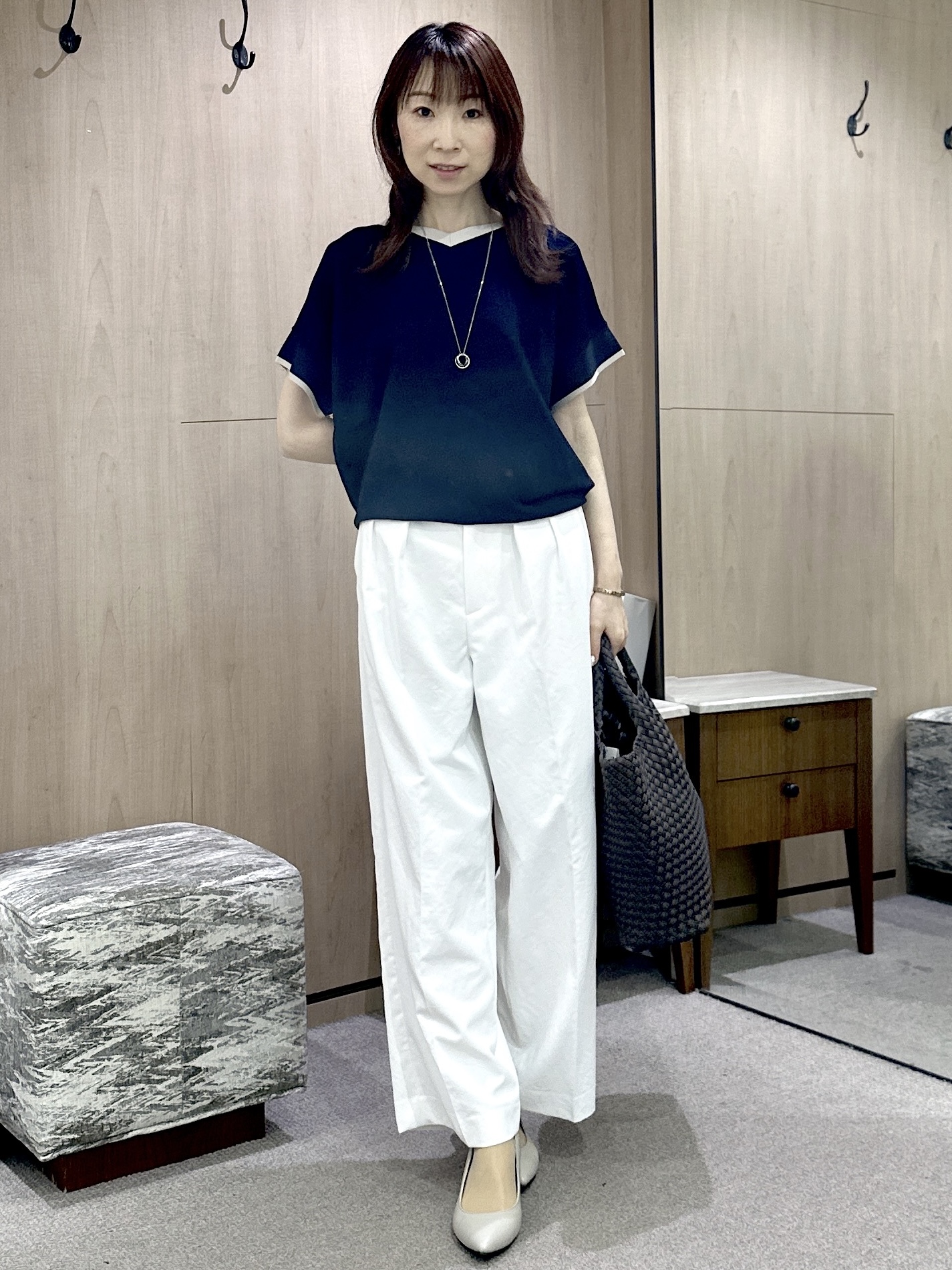 Miwaさんの「UNTITLED｜【11色展開/体型カバー】前後2WAYフレンチスリーブニット」を使ったコーディネート