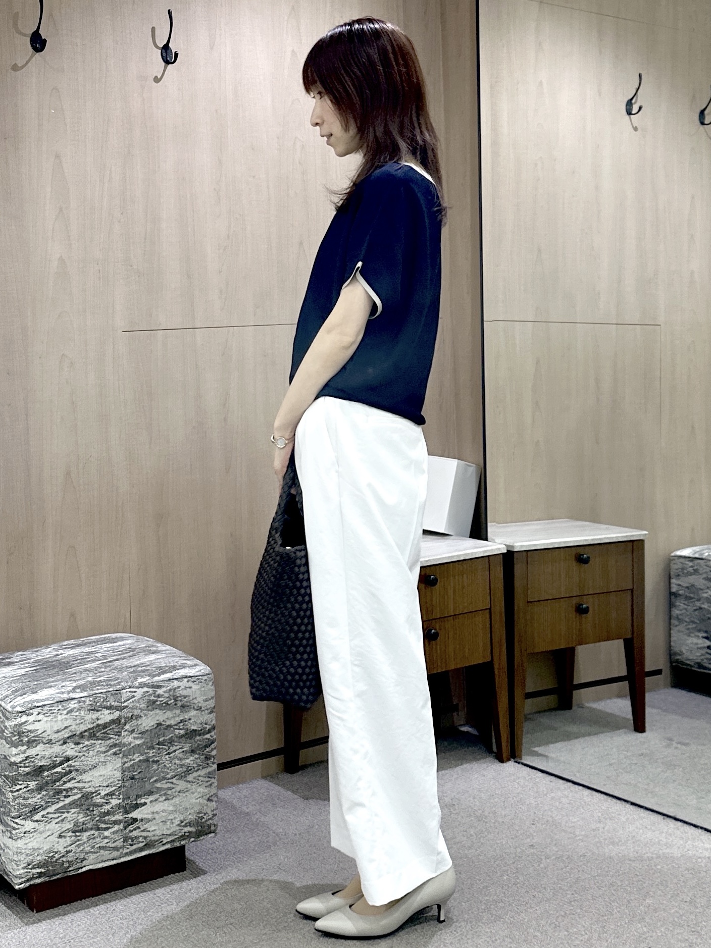 Miwaさんの「UNTITLED｜【11色展開/体型カバー】前後2WAYフレンチスリーブニット」を使ったコーディネート