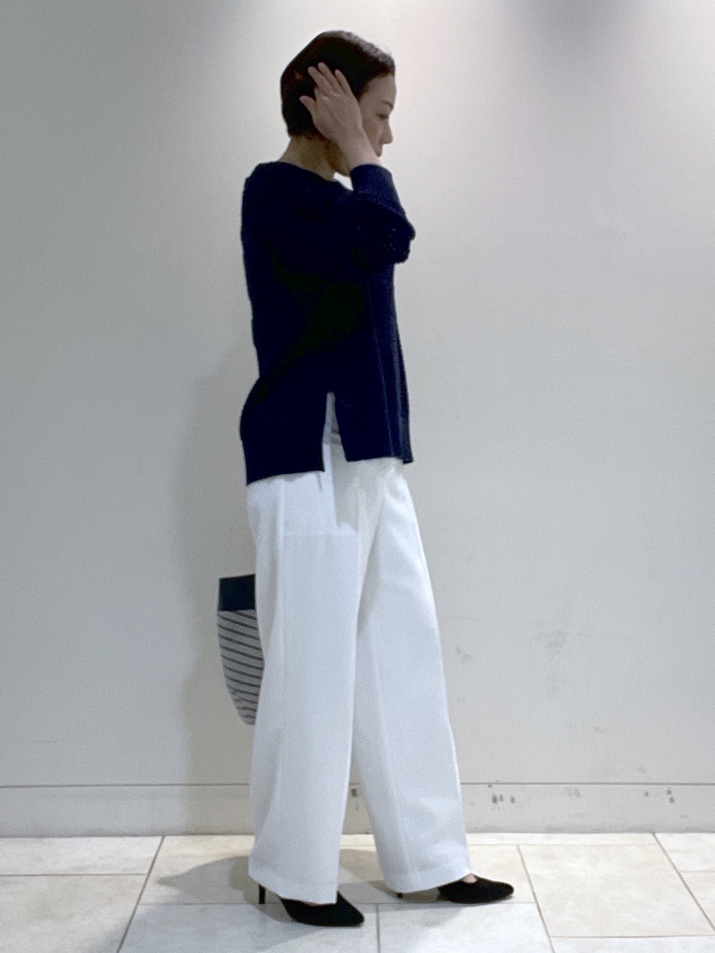 フミさんの「Reflect｜【レイヤードにおすすめ◎】メッシュ風ドライタッチニット」を使ったコーディネート