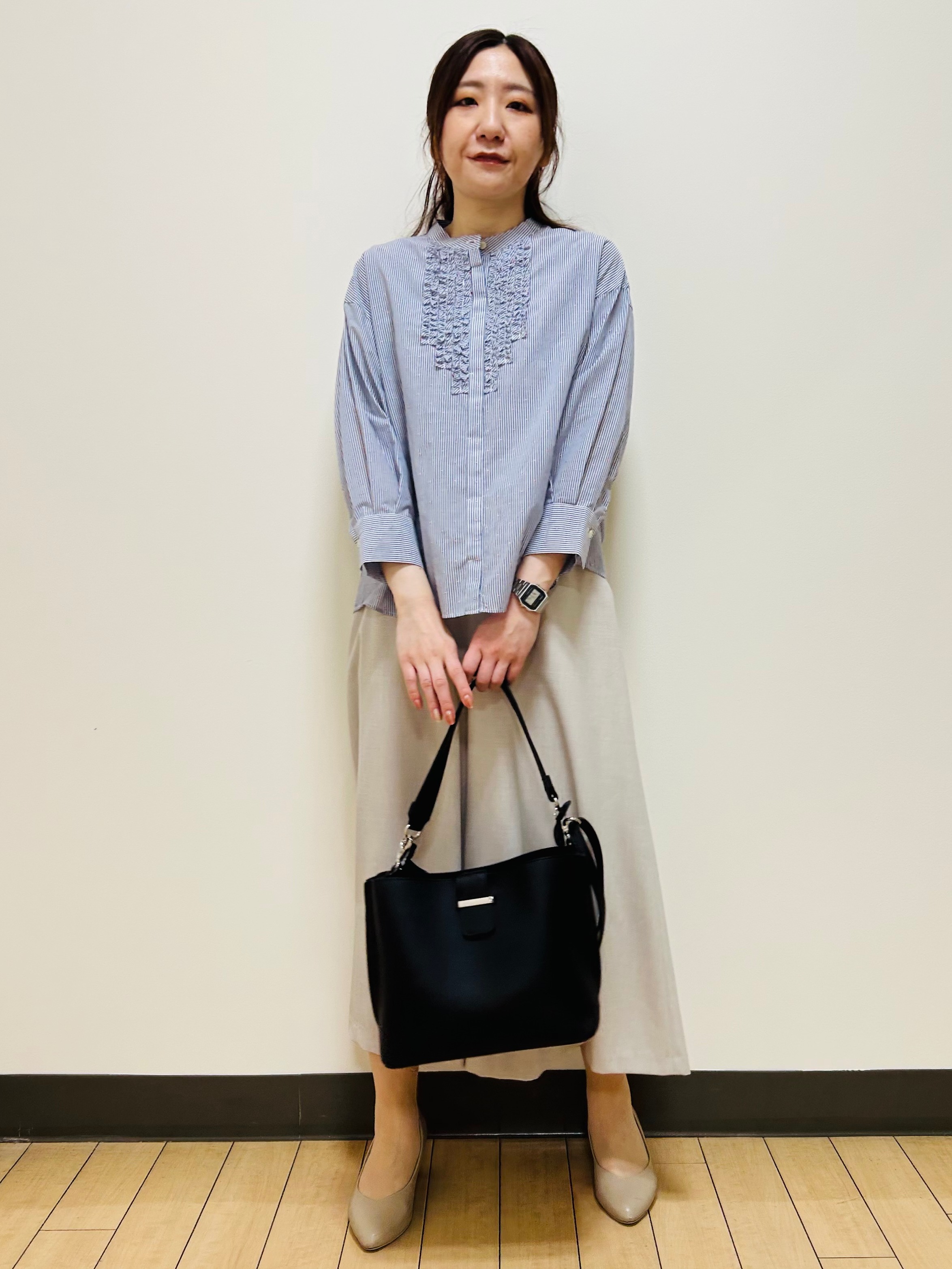 miiiさんの「Reflect｜【接触冷感】八分袖フロントフリルブラウス」を使ったコーディネート