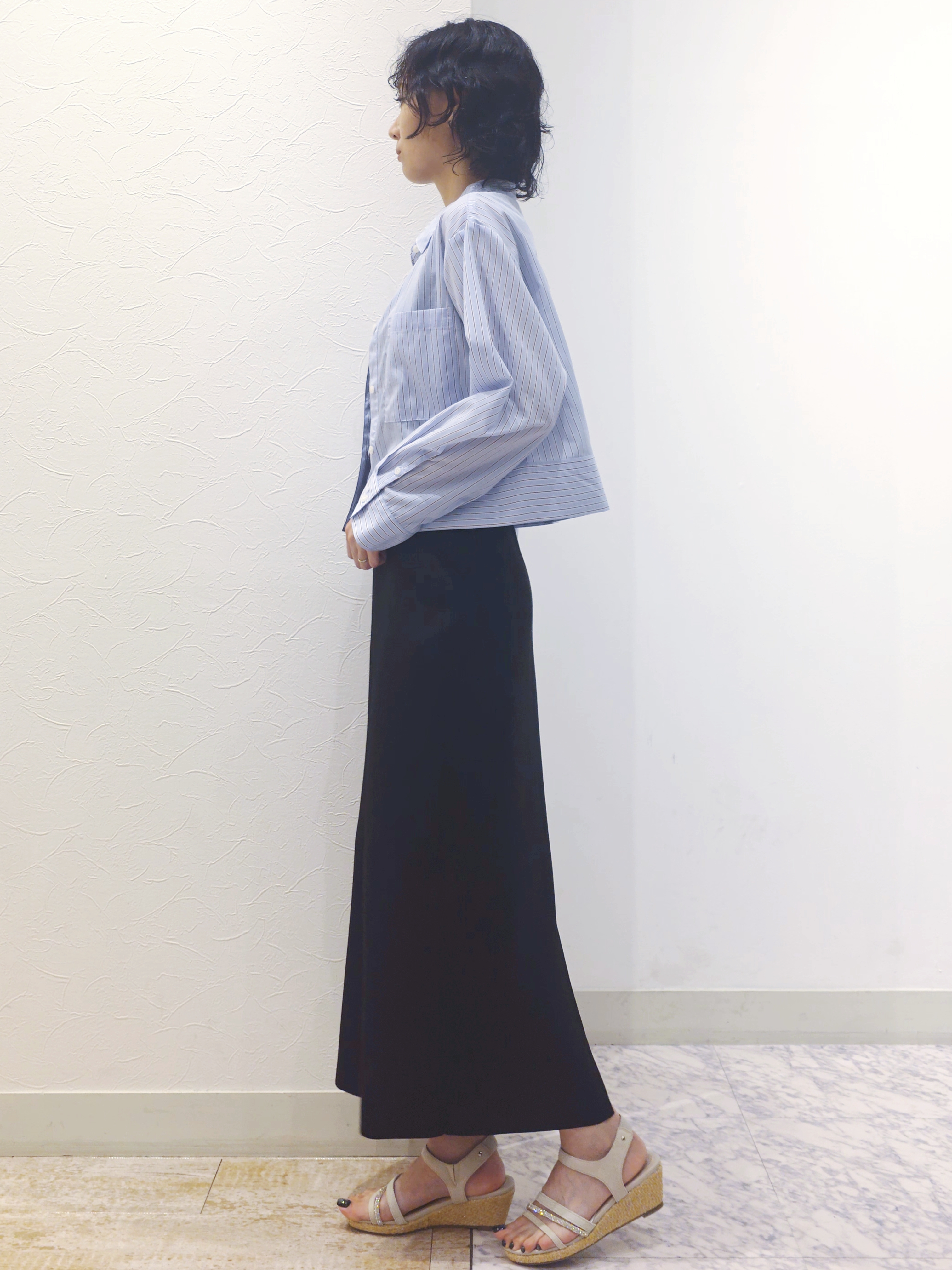 ケイさんの「grove｜【貴島明日香さん着用／イージーケア／接触冷感】麻混クロップドシャツ」を使ったコーディネート
