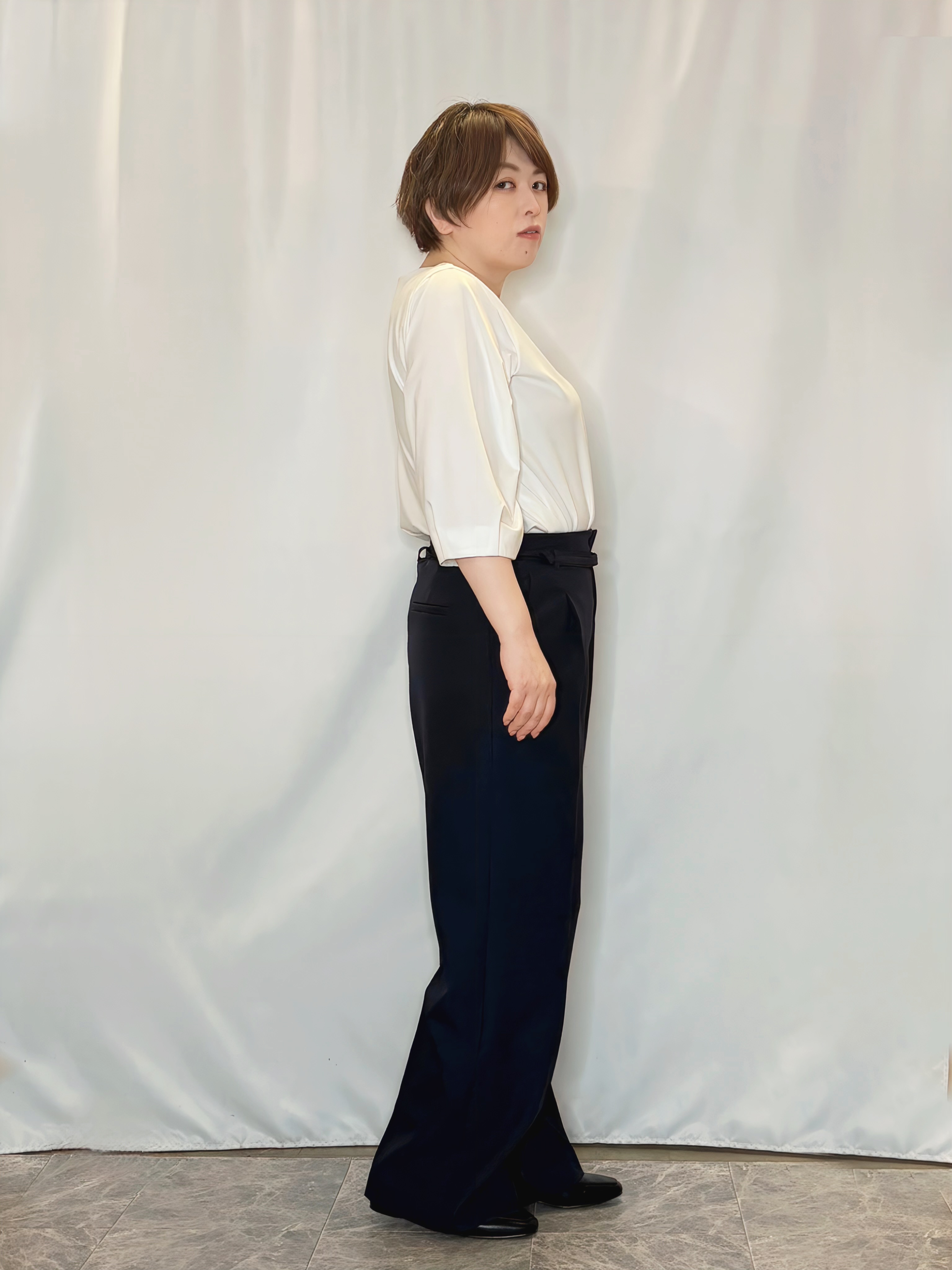 たみさんの「SHOO･LA･RUE｜【洗濯機可/UV/SS-3L】すっきり好印象 ノーカラージャケット」を使ったコーディネート