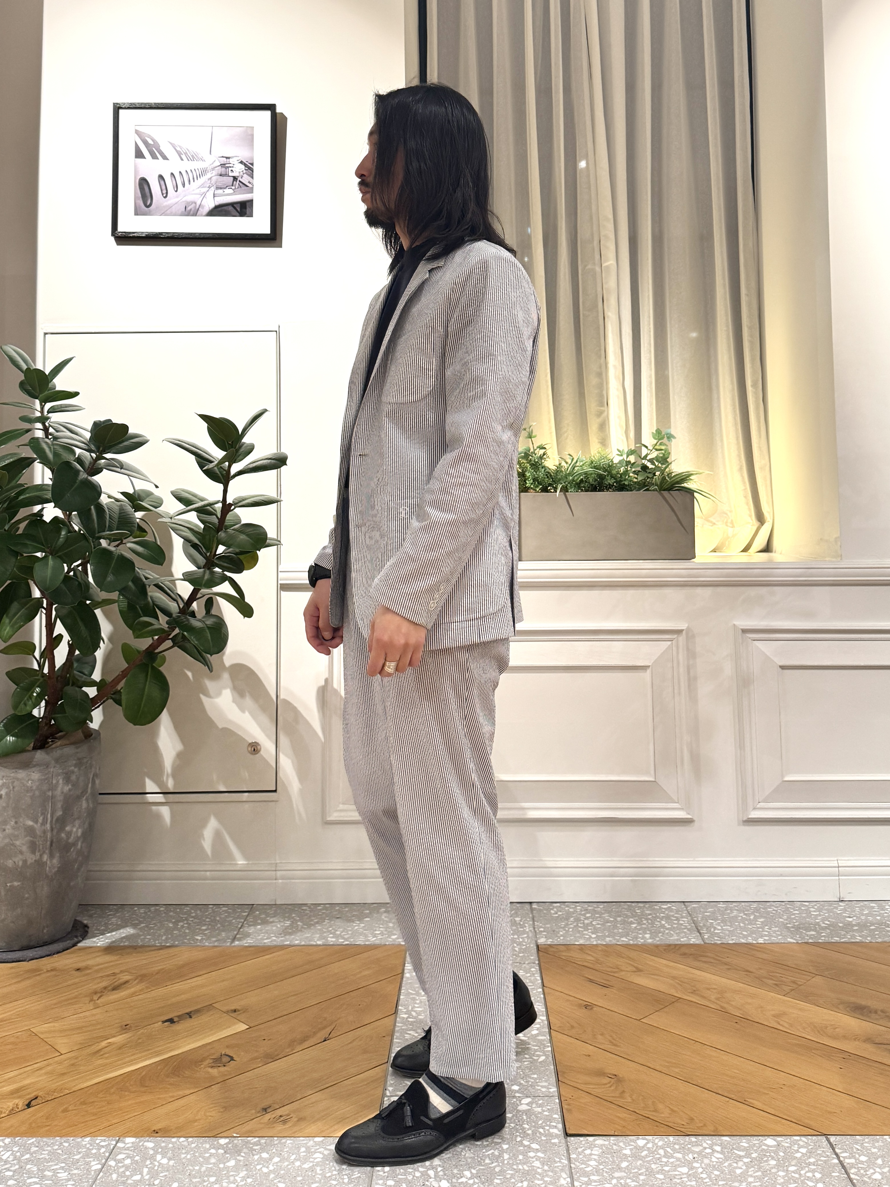 kawarataniさんの「DRESSTERIOR｜【吸湿速乾/セットアップ可/ウォッシャブル】COOLMAX シアサッカー サマージャケット」を使ったコーディネート
