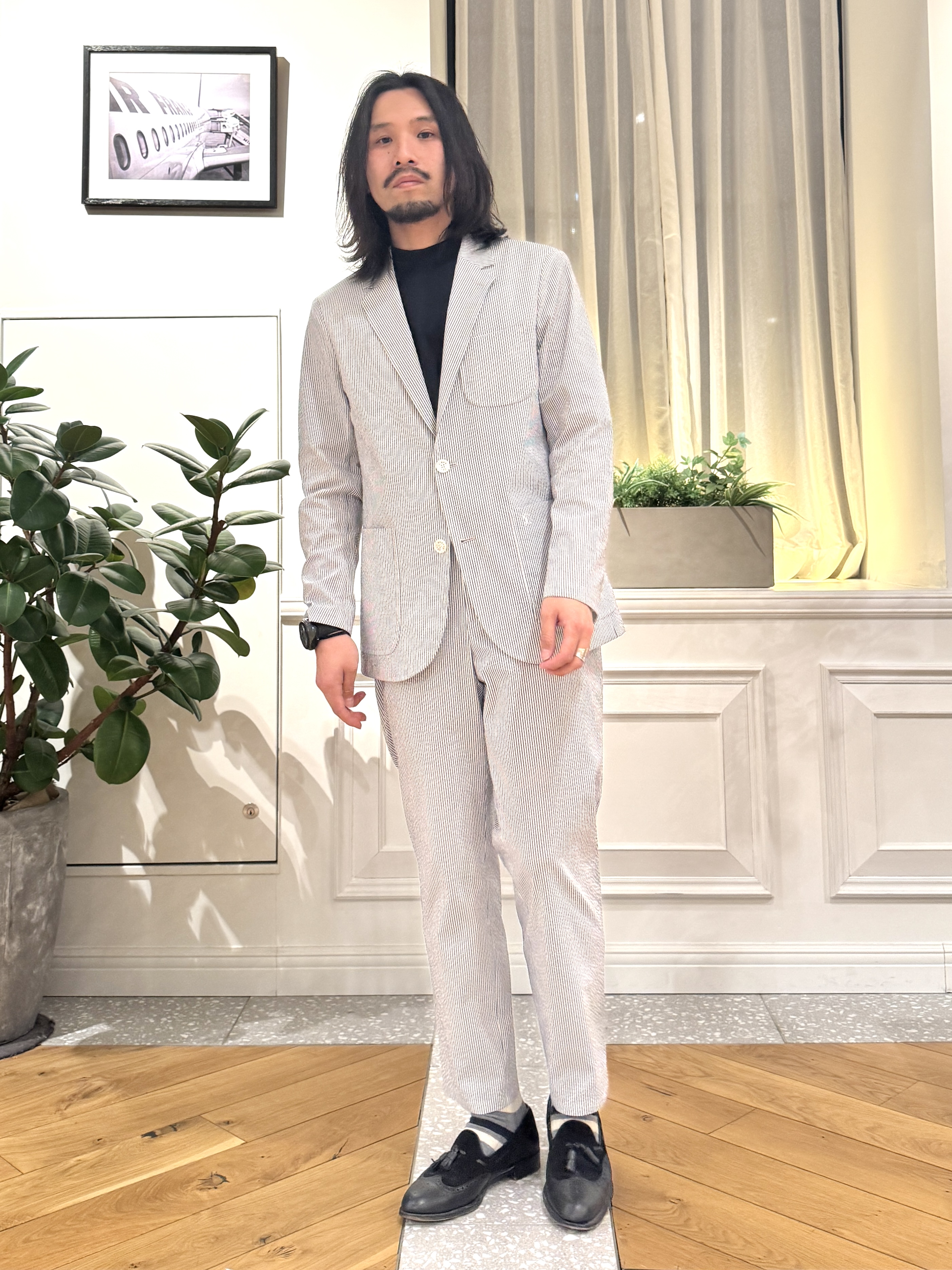 kawarataniさんの「DRESSTERIOR｜【吸湿速乾/セットアップ可/ウォッシャブル】COOLMAX シアサッカー サマージャケット」を使ったコーディネート