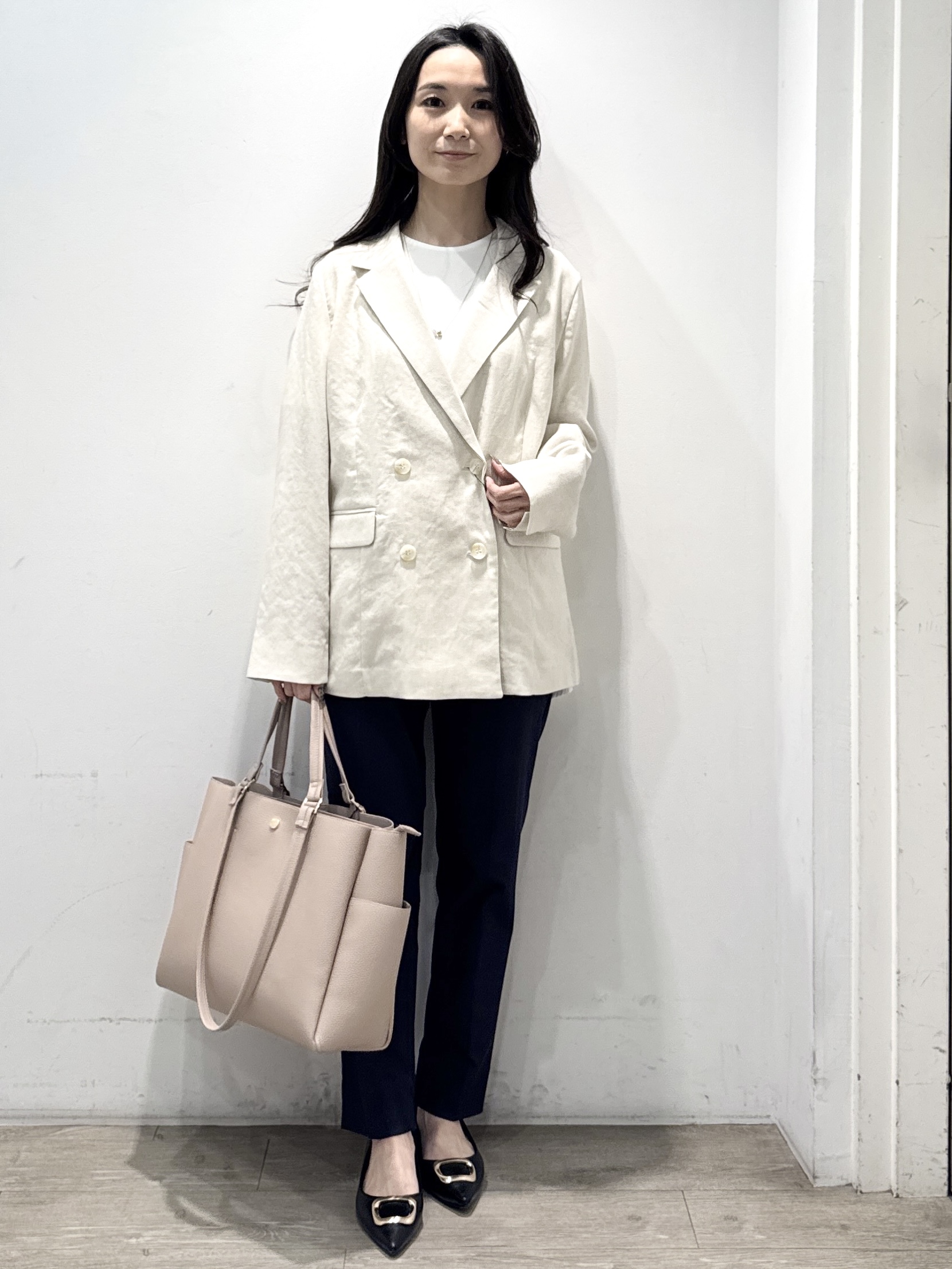 yuicciさんの「OPAQUE.CLIP｜【UV／接触冷感】ダブルブレストジャケット《防シワ加工／洗える》」を使ったコーディネート