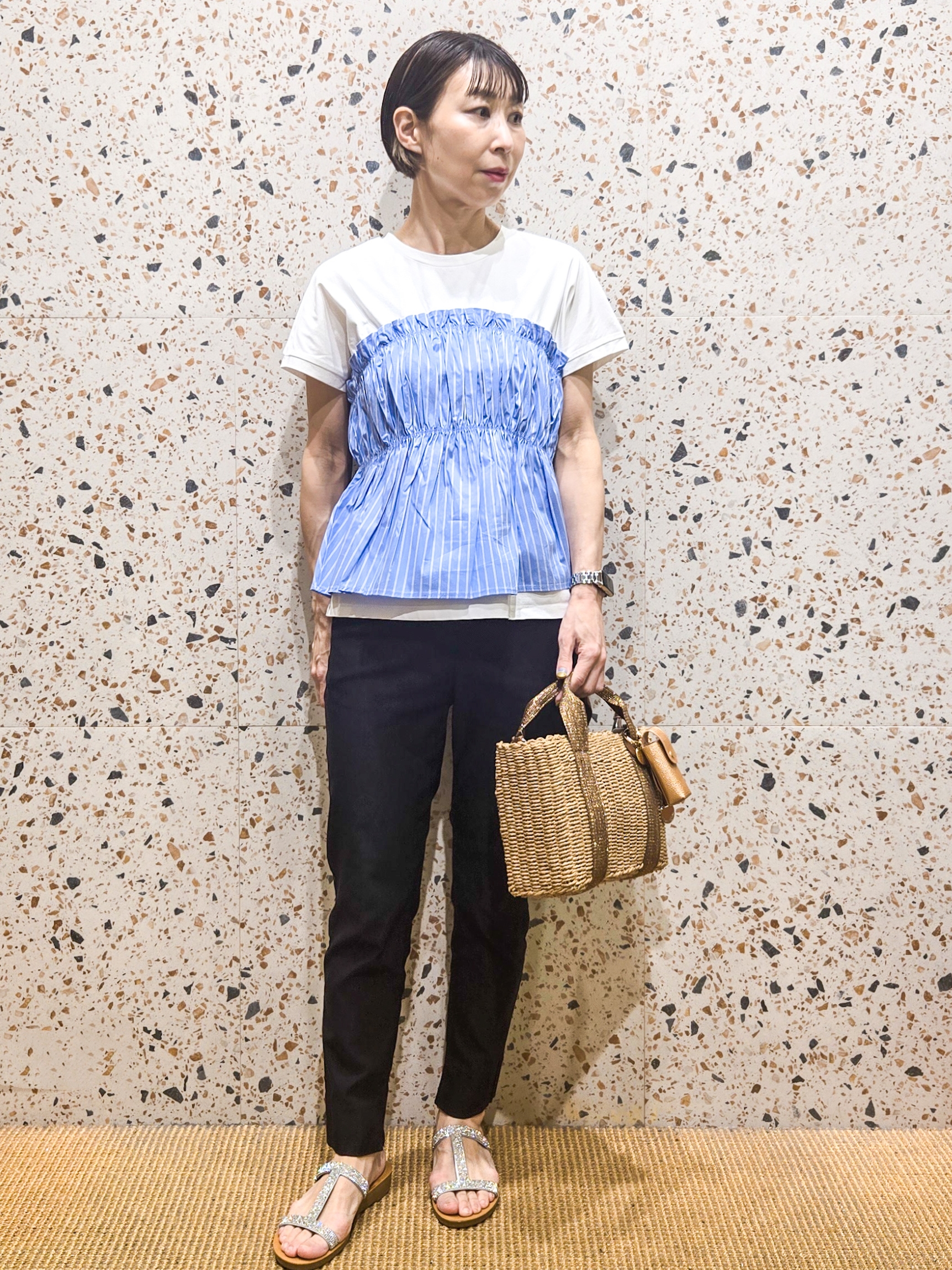 yoshimiさんの「OPAQUE.CLIP｜ビスチェドッキングTシャツ【洗濯機OK】」を使ったコーディネート