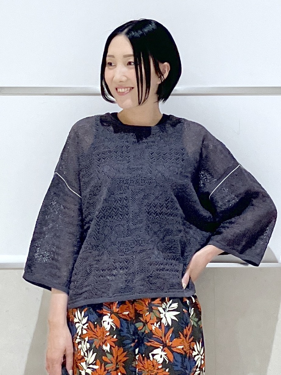 eriko さんの「Dessin｜【洗える】レース配色ニット」を使ったコーディネート