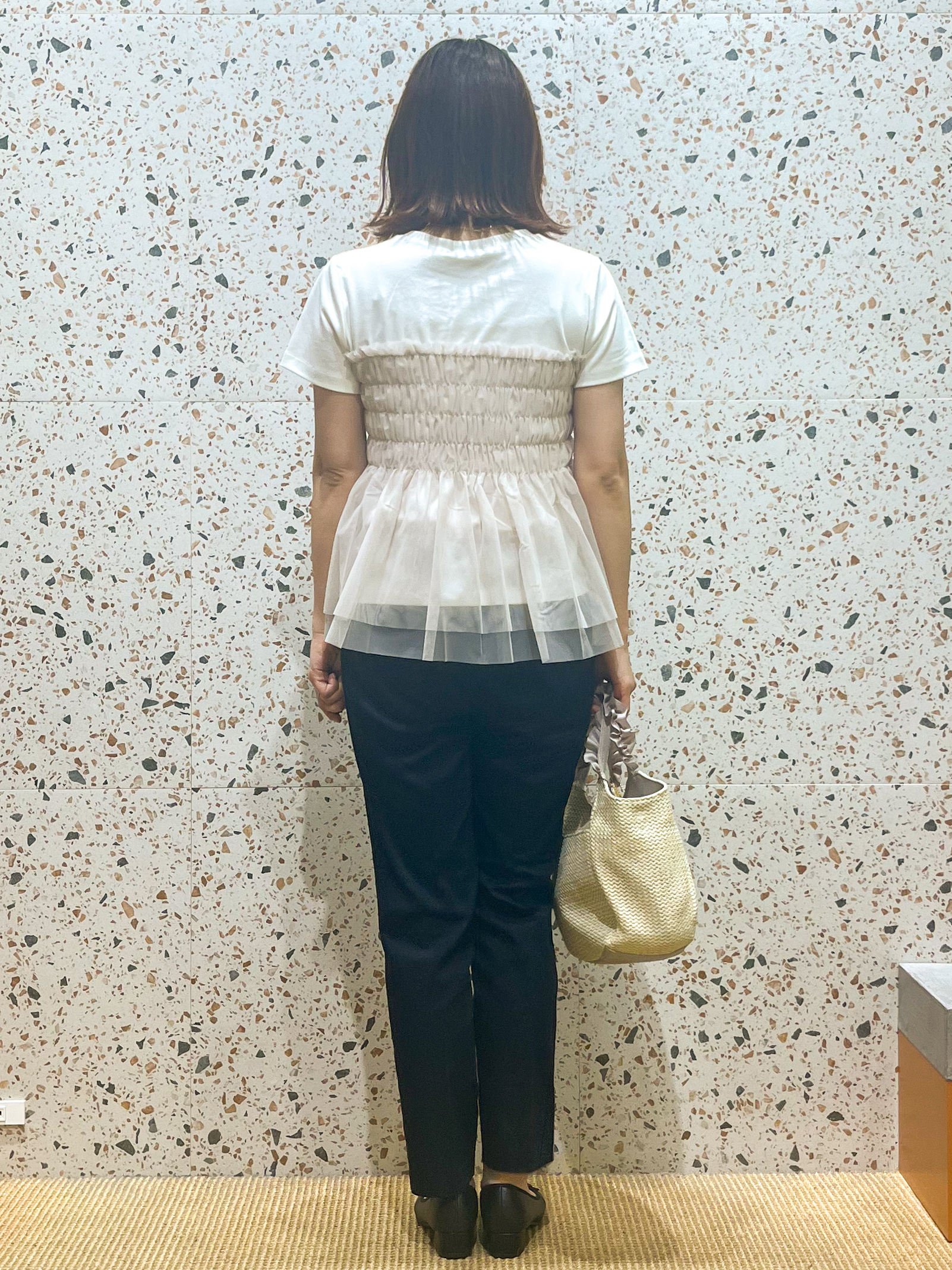 さくらさんの「OPAQUE.CLIP｜チュールペプラムトップス【洗濯機OK／接触冷感／UVケア】」を使ったコーディネート