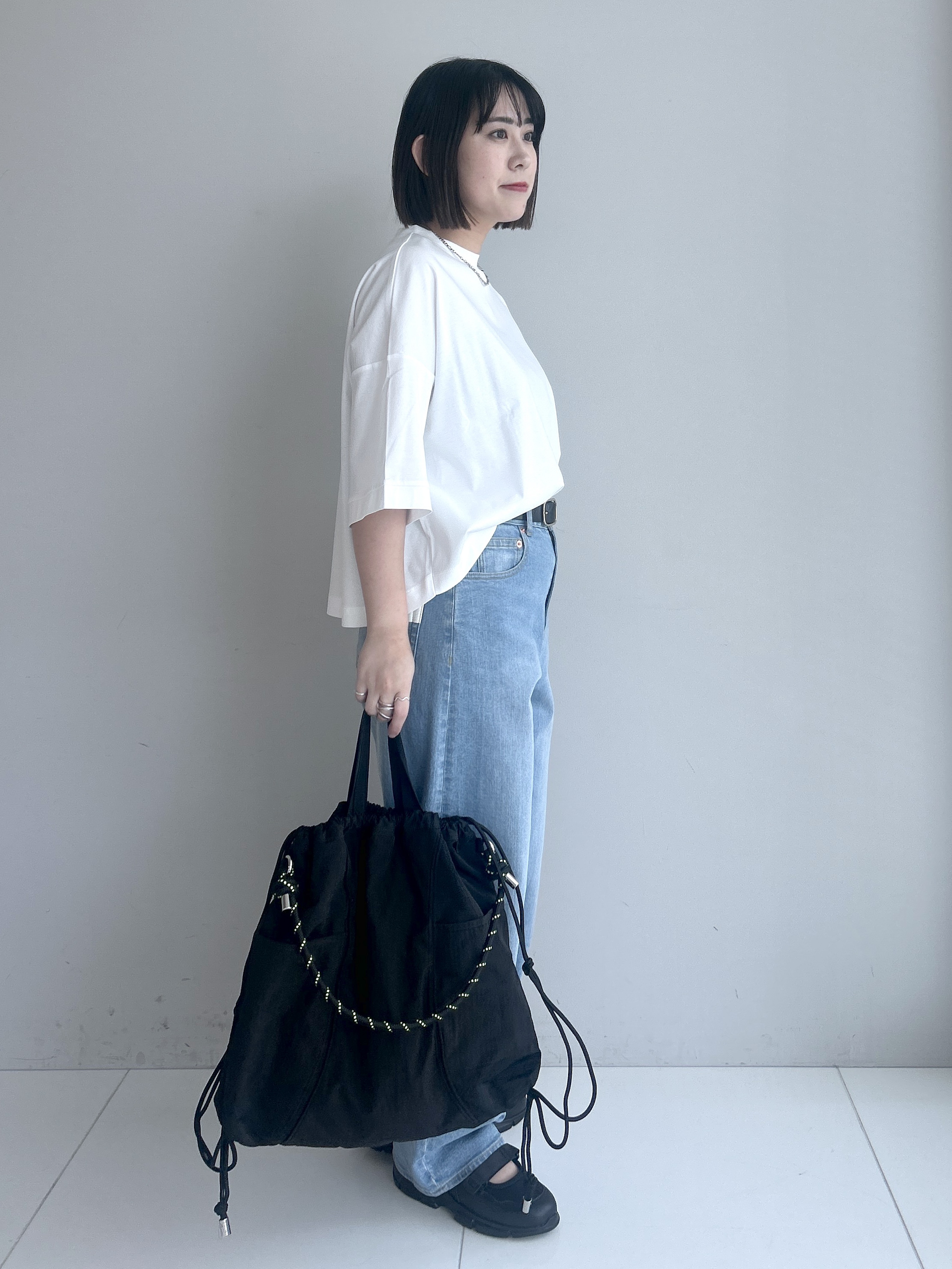 Hirokaさんの「Dessin｜【新色追加/体型カバー】美光沢カットソーボクシーシルエット」を使ったコーディネート