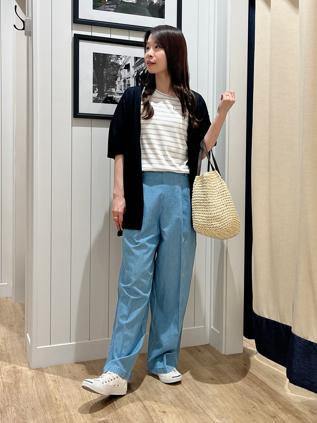 mihoさんの「Dessin｜【洗える】ミドル丈シアーカーディガン」を使ったコーディネート