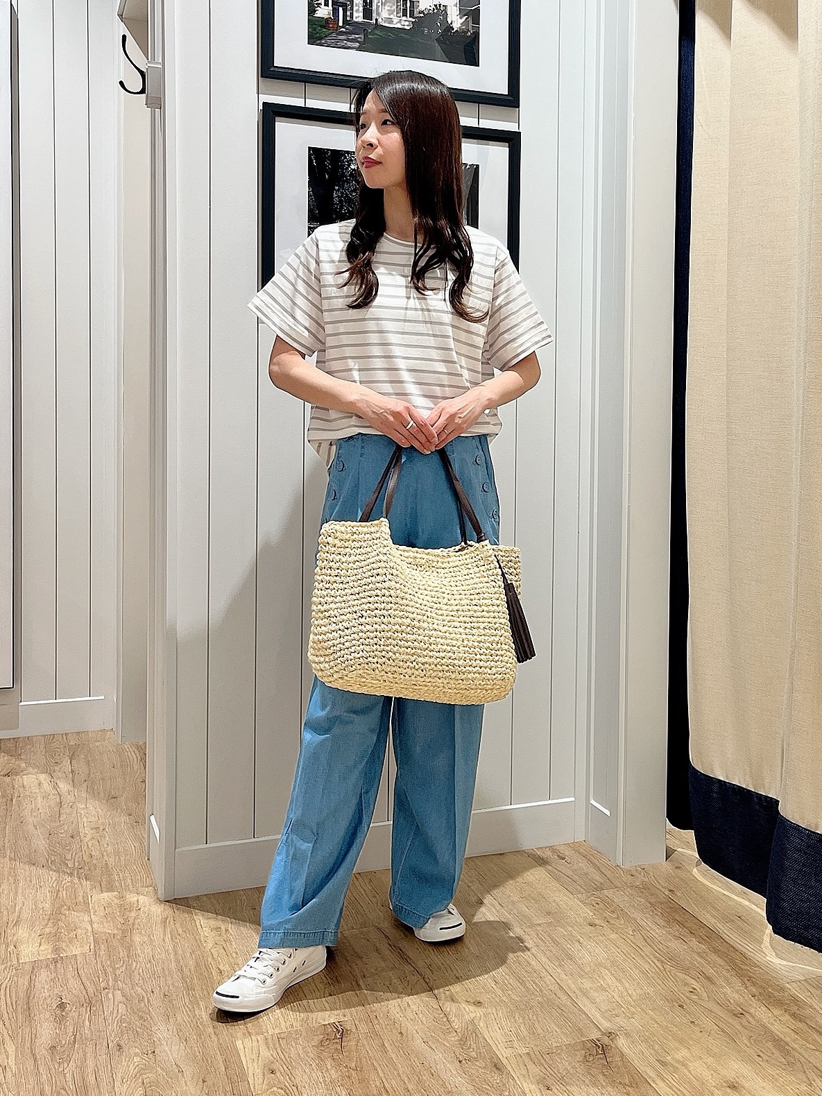 mihoさんの「Dessin｜【洗える】ミドル丈シアーカーディガン」を使ったコーディネート