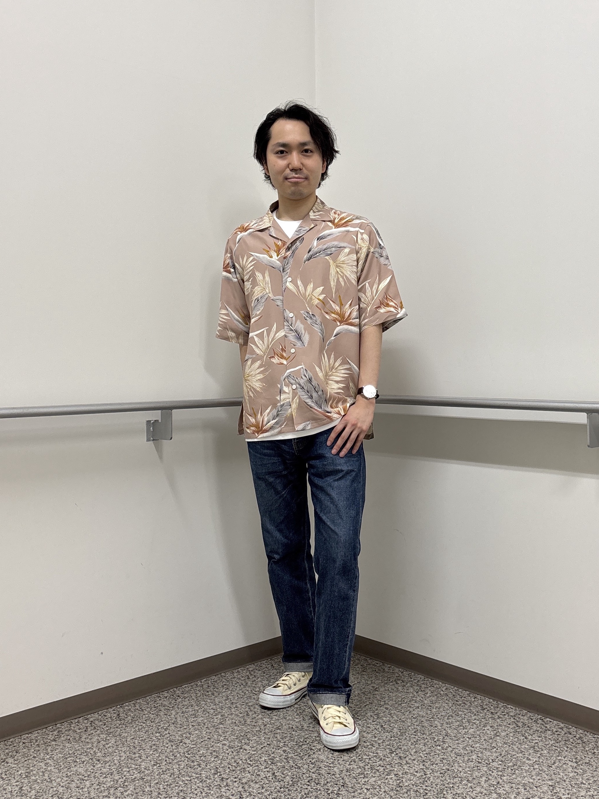 KEIさんの「TAKEO KIKUCHI｜【BOWLER HAT LABEL】トロピカルフローラル レーヨンシャツ」を使ったコーディネート