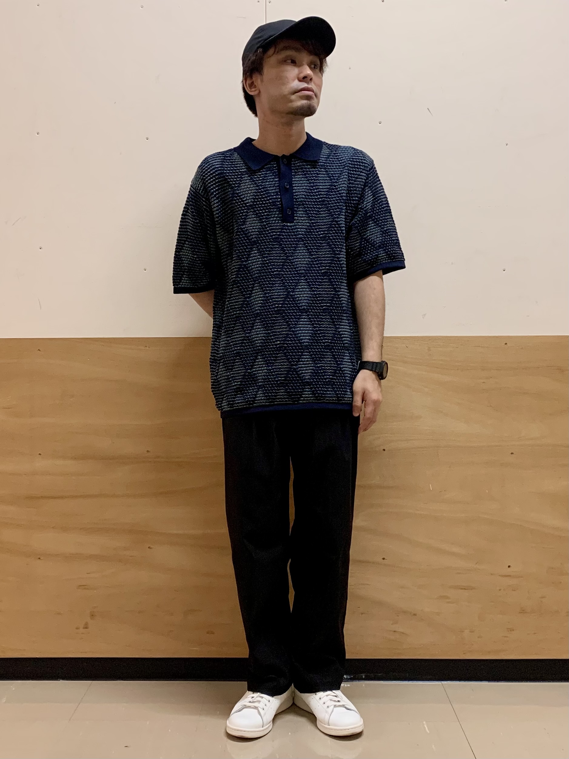 MATUさんの「THE SHOP TK｜【主張しすぎない配色バランス】アーガイルメッシュポロ半袖Tシャツ 洗濯機OK」を使ったコーディネート