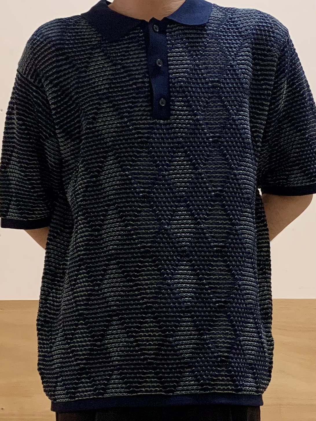 MATUさんの「THE SHOP TK｜【主張しすぎない配色バランス】アーガイルメッシュポロ半袖Tシャツ 洗濯機OK」を使ったコーディネート