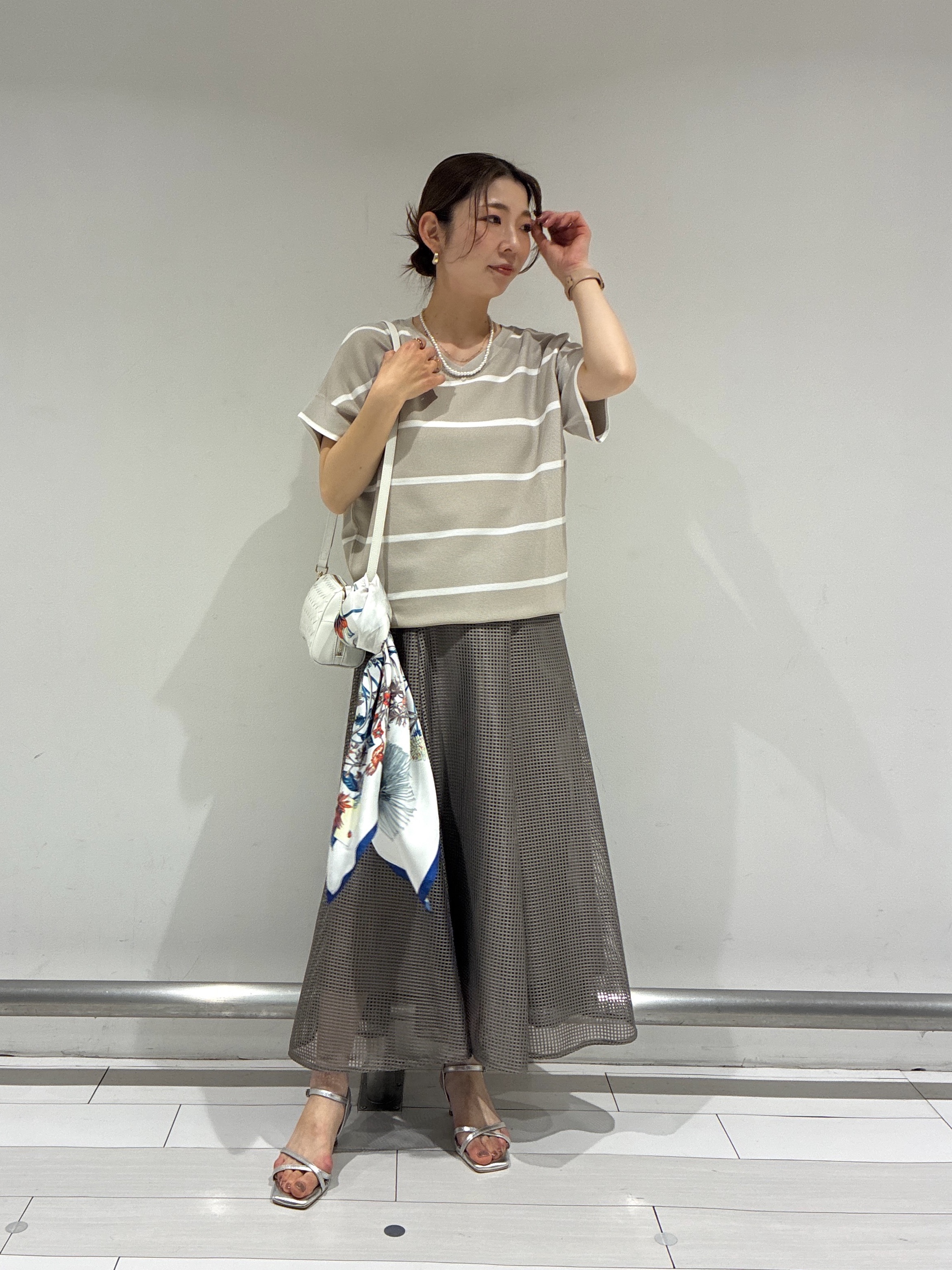 Rinさんの「UNTITLED｜【11色展開/体型カバー】前後2WAYフレンチスリーブニット」を使ったコーディネート