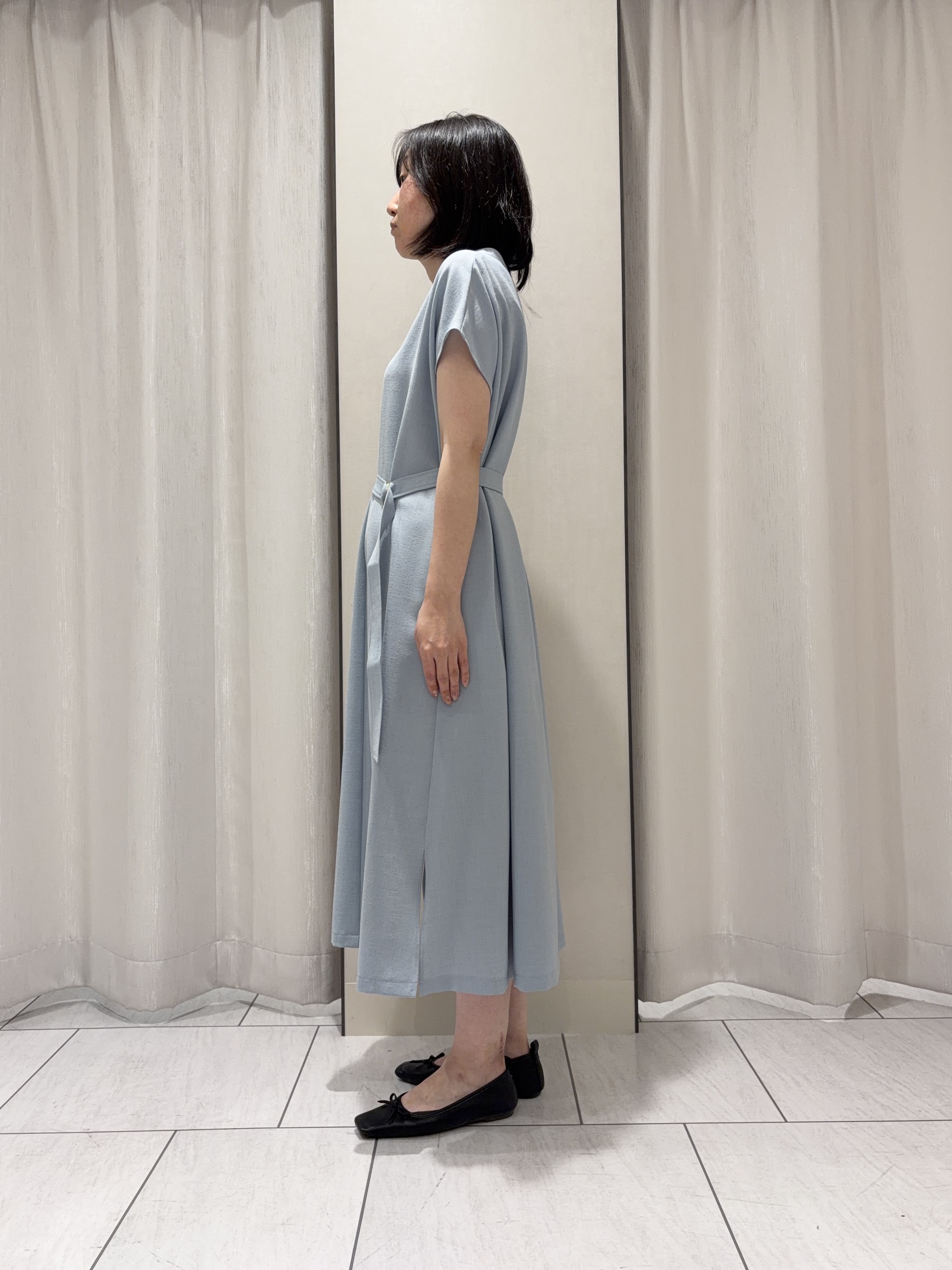 わたなべさんの「UNTITLED｜【UV/接触冷感/遮熱/通気性】スラブバンドカラーワンピース」を使ったコーディネート
