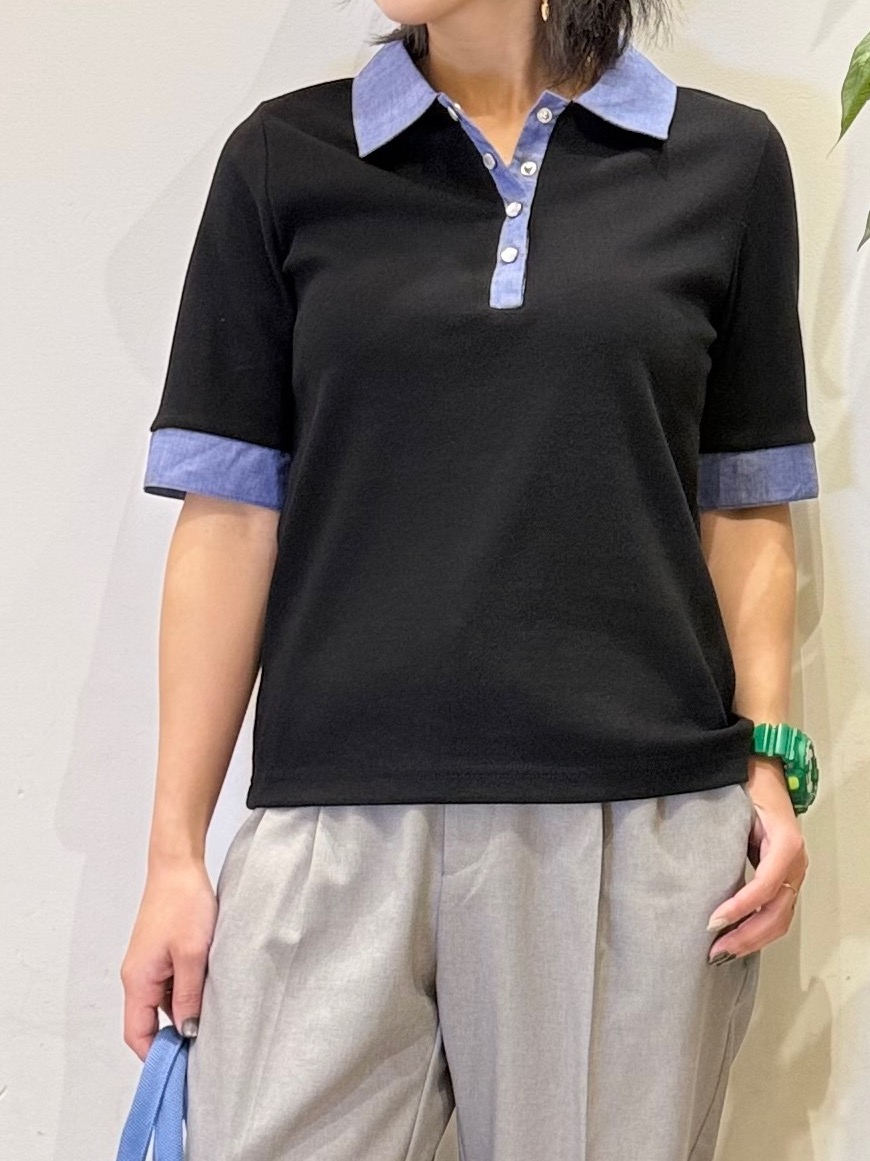 misakiさんの「SHOO･LA･RUE｜【洗濯機可/S-LL】シャツレイヤード風 テレコポロトップス」を使ったコーディネート