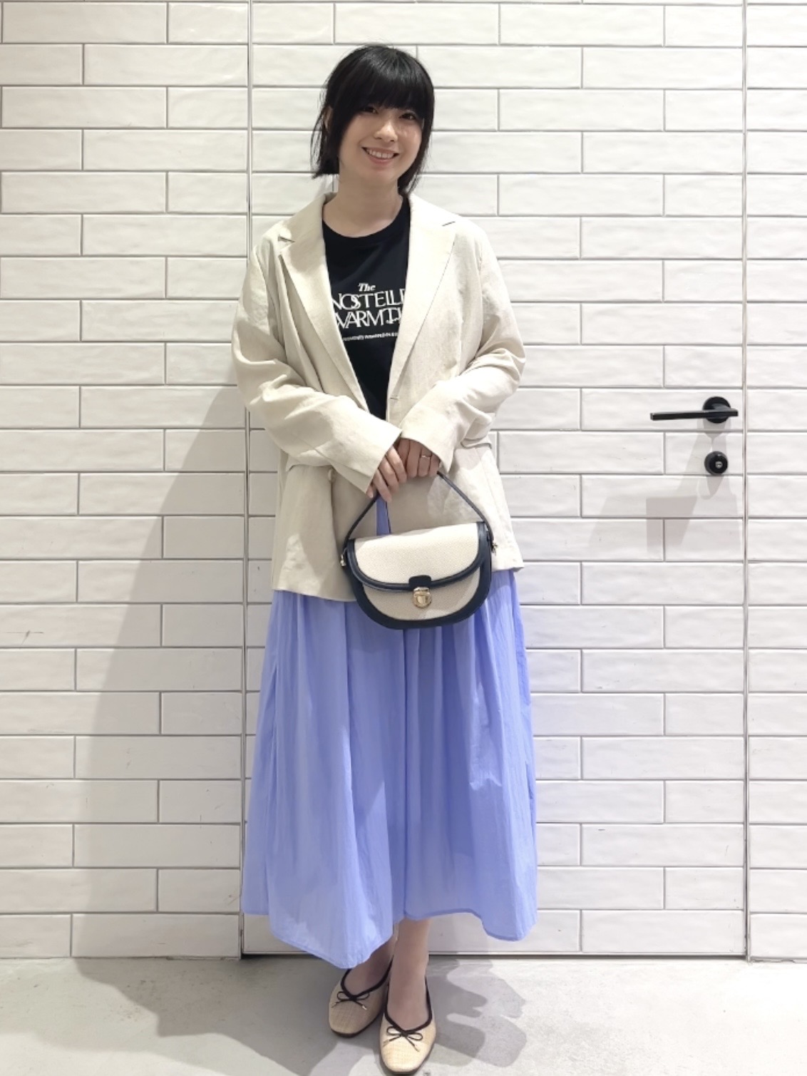 しおりさんの「OPAQUE.CLIP｜【UV／接触冷感】ダブルブレストジャケット《防シワ加工／洗える》」を使ったコーディネート
